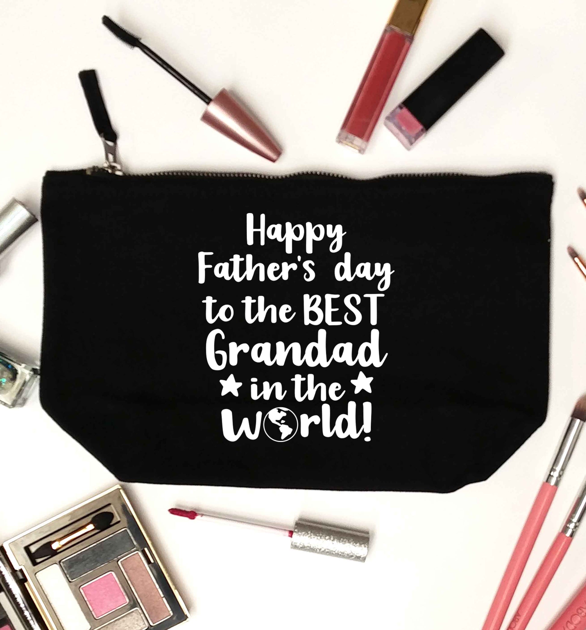 Happy Father's day to the best grandad in the world black makeup bag