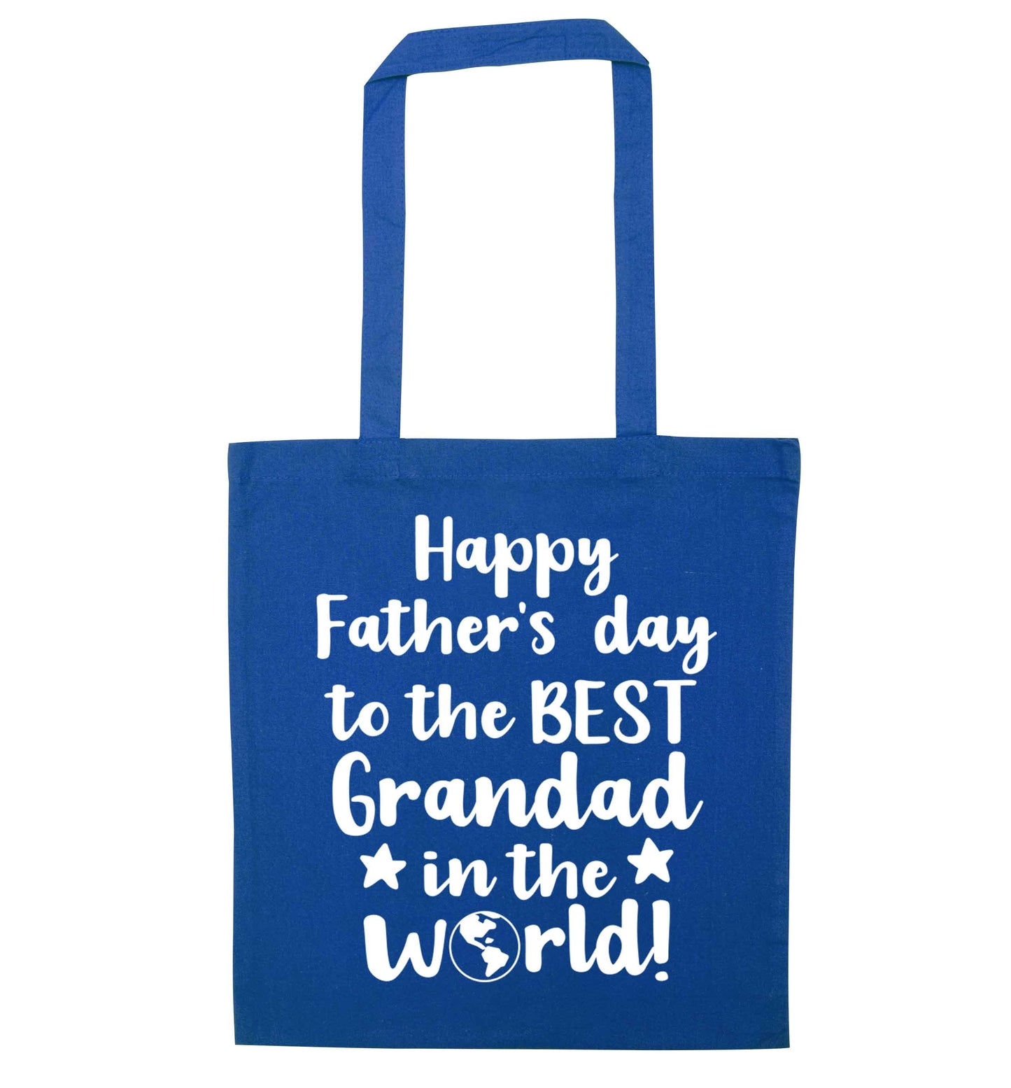 Happy Father's day to the best grandad in the world blue tote bag