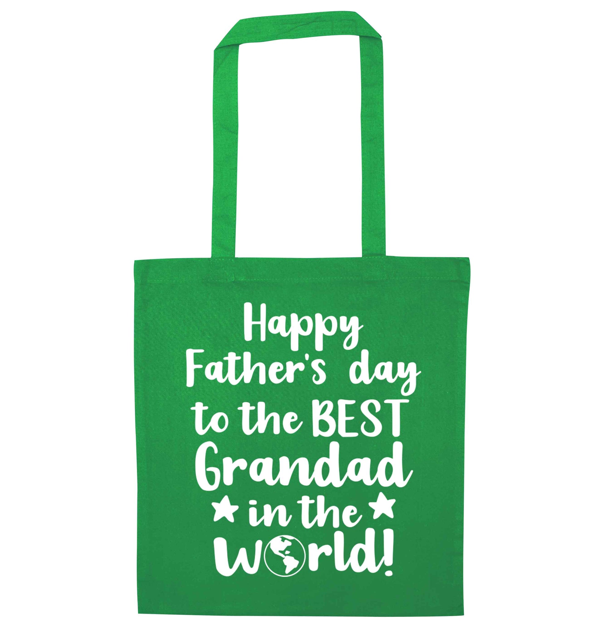 Happy Father's day to the best grandad in the world green tote bag