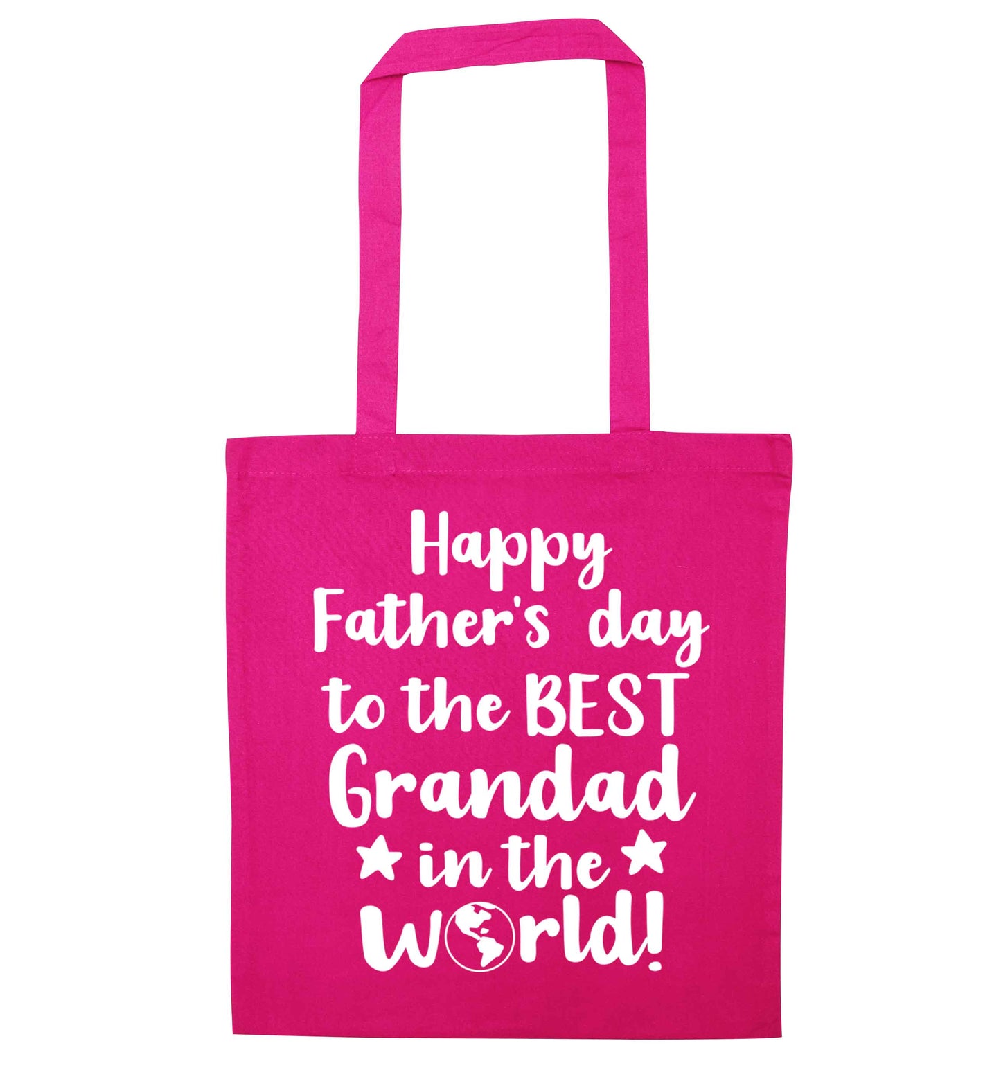 Happy Father's day to the best grandad in the world pink tote bag