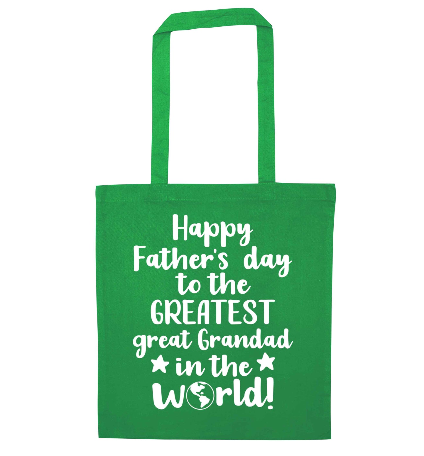 Happy Father's day to the greatest great grandad in the world green tote bag