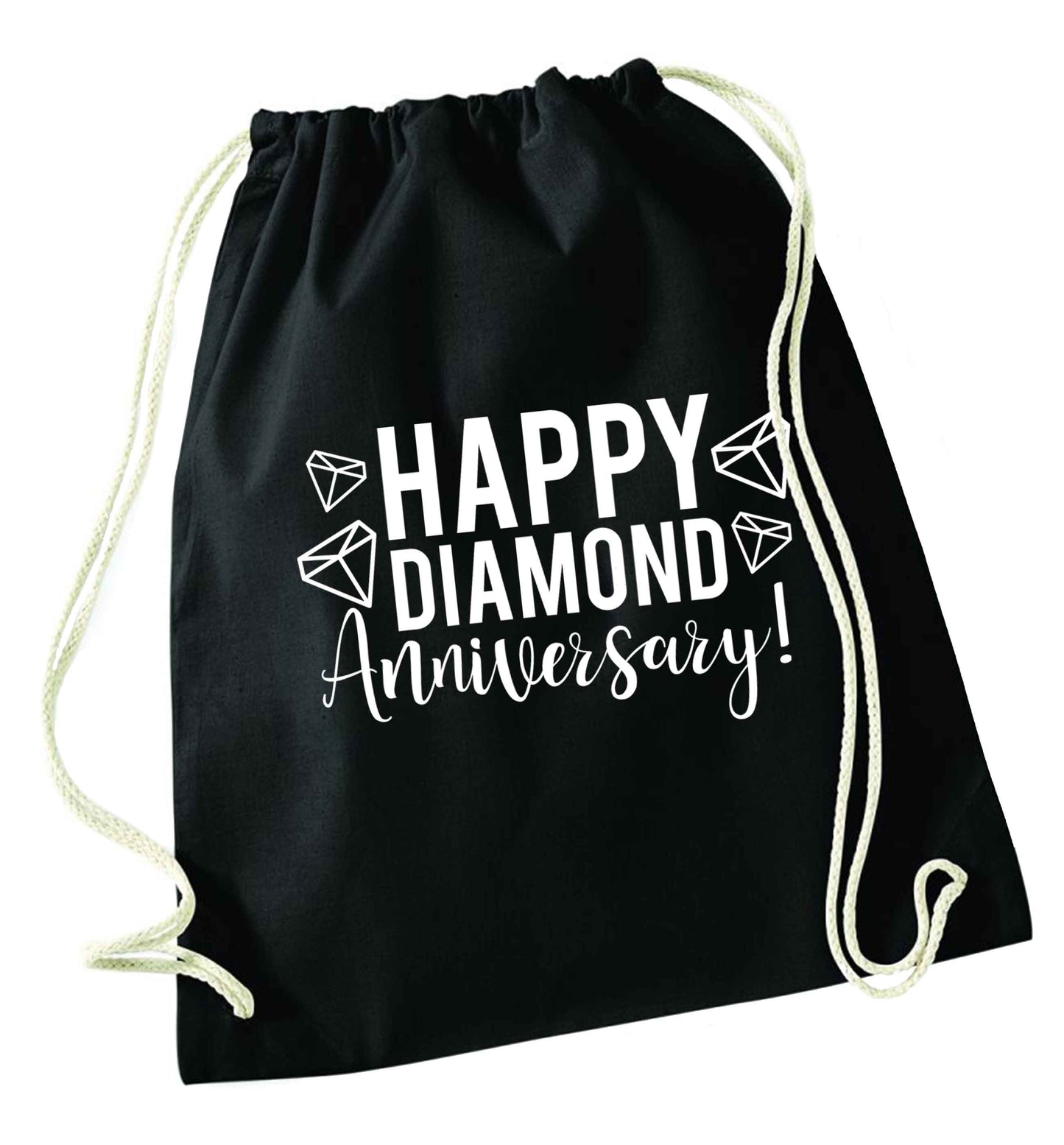 Happy diamond anniversary! black drawstring bag