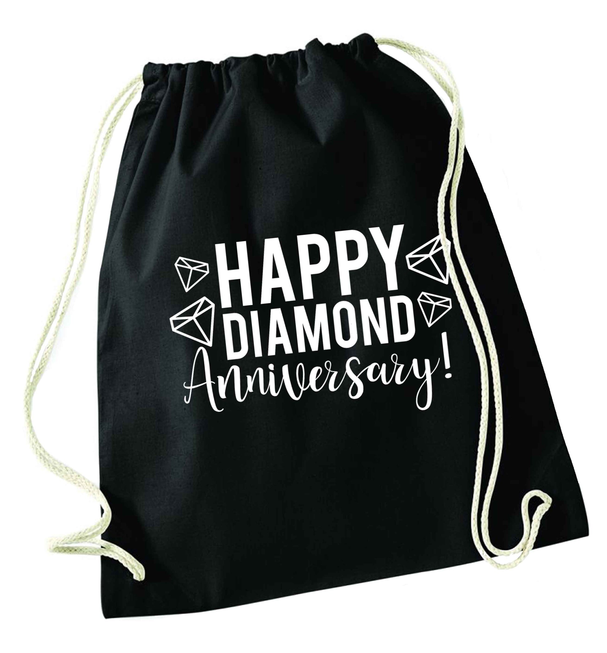 Happy diamond anniversary! black drawstring bag