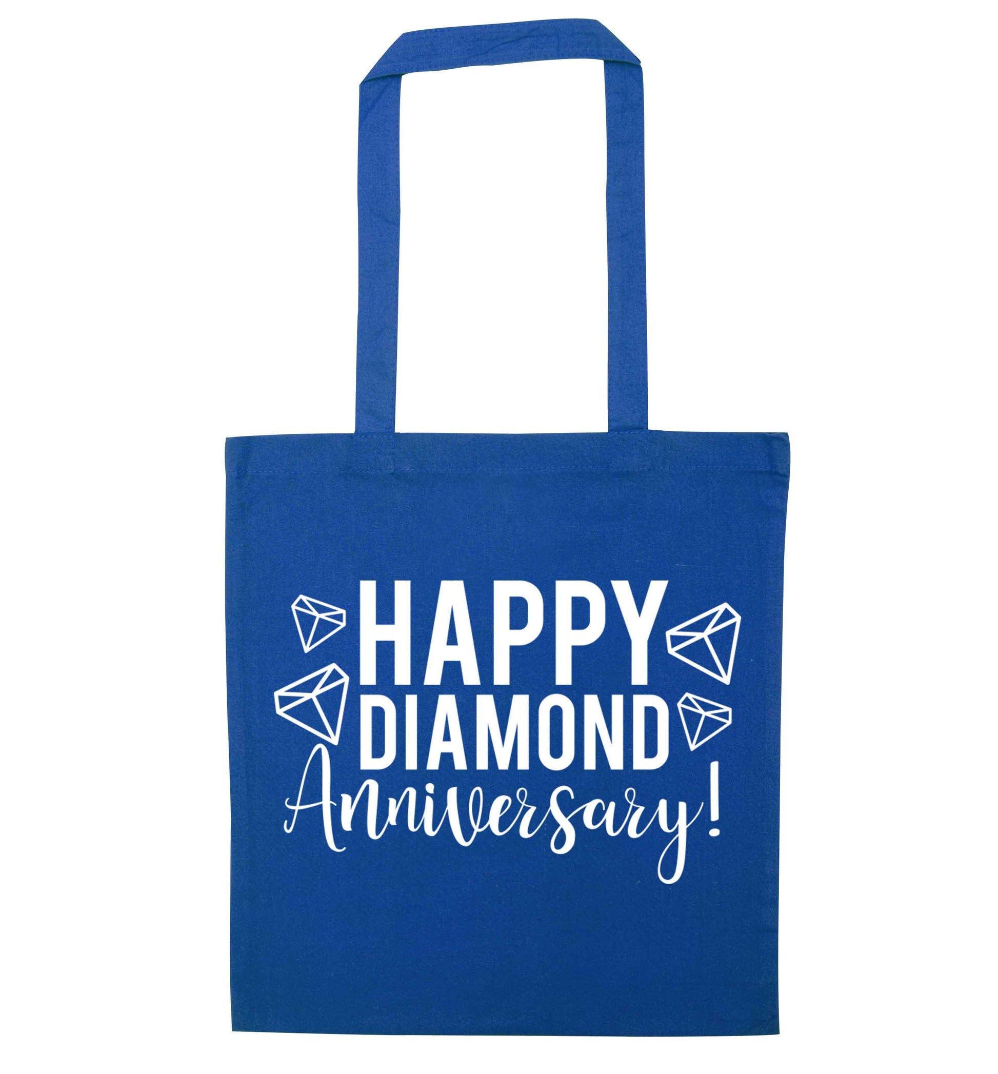 Happy diamond anniversary! blue tote bag