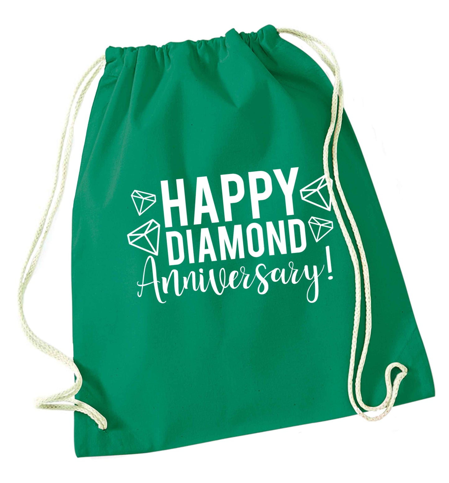 Happy diamond anniversary! green drawstring bag
