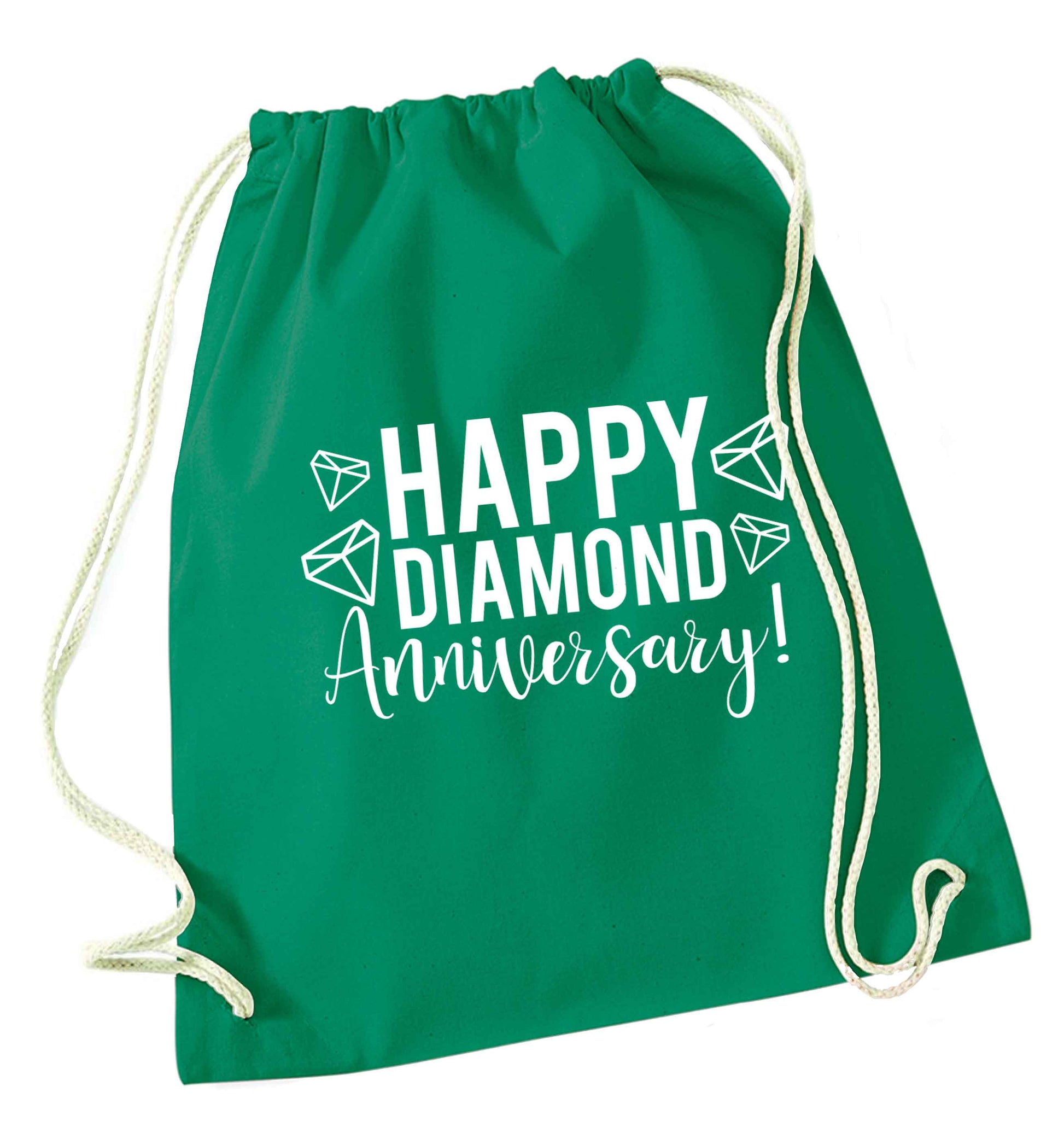 Happy diamond anniversary! green drawstring bag