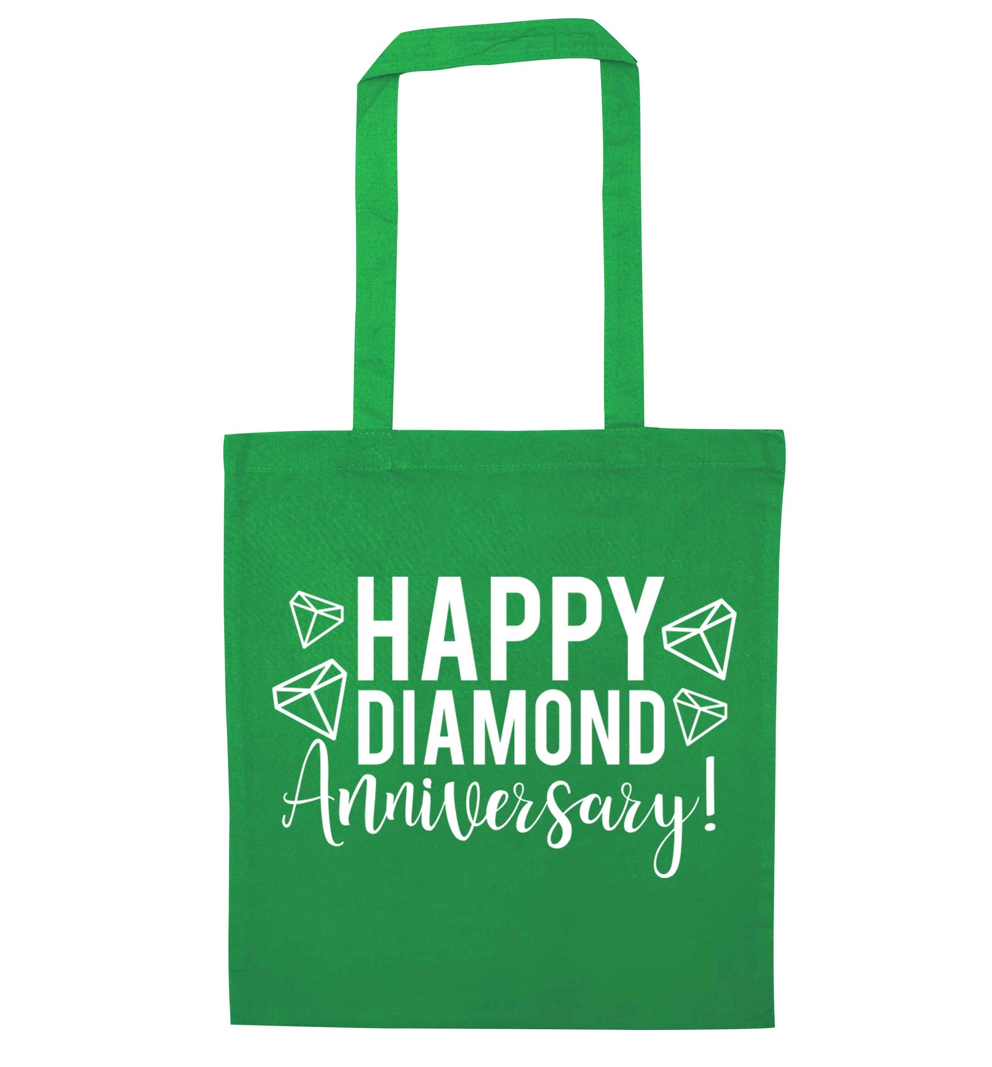Happy diamond anniversary! green tote bag