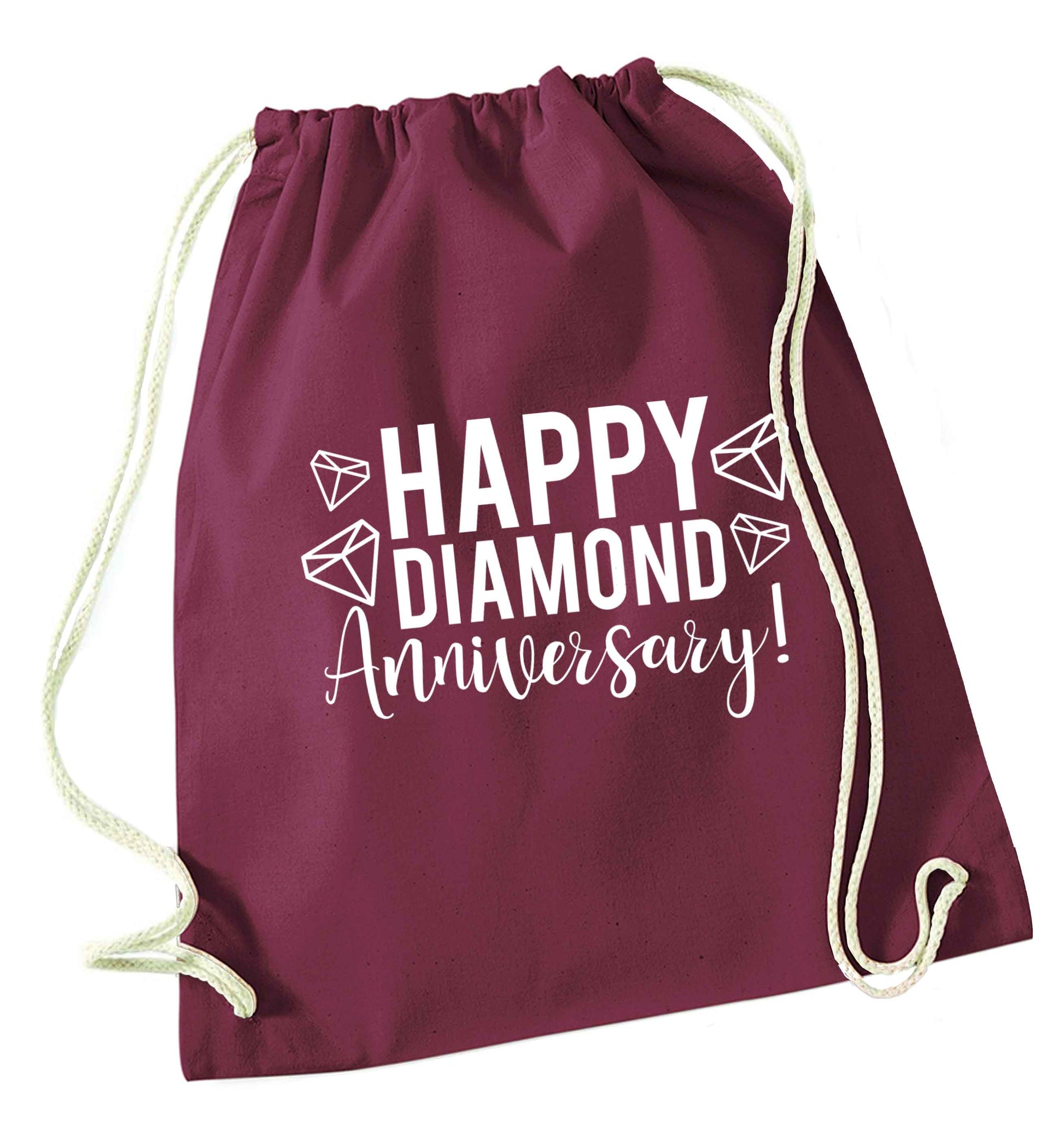 Happy diamond anniversary! maroon drawstring bag
