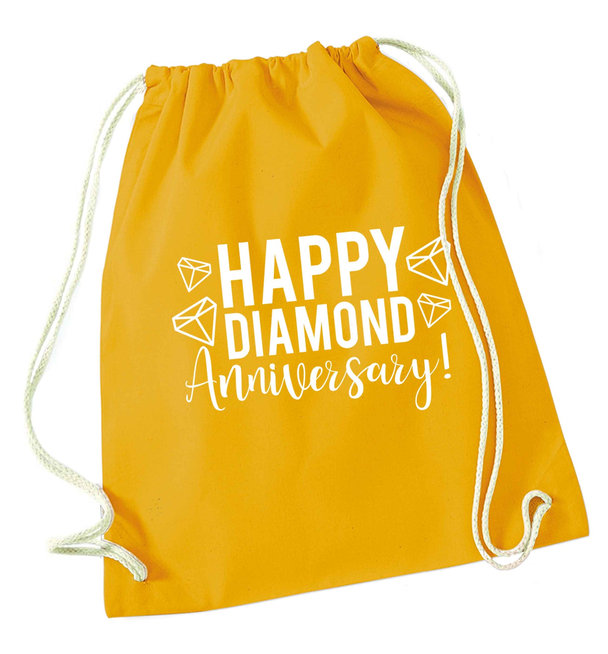 Happy diamond anniversary! mustard drawstring bag