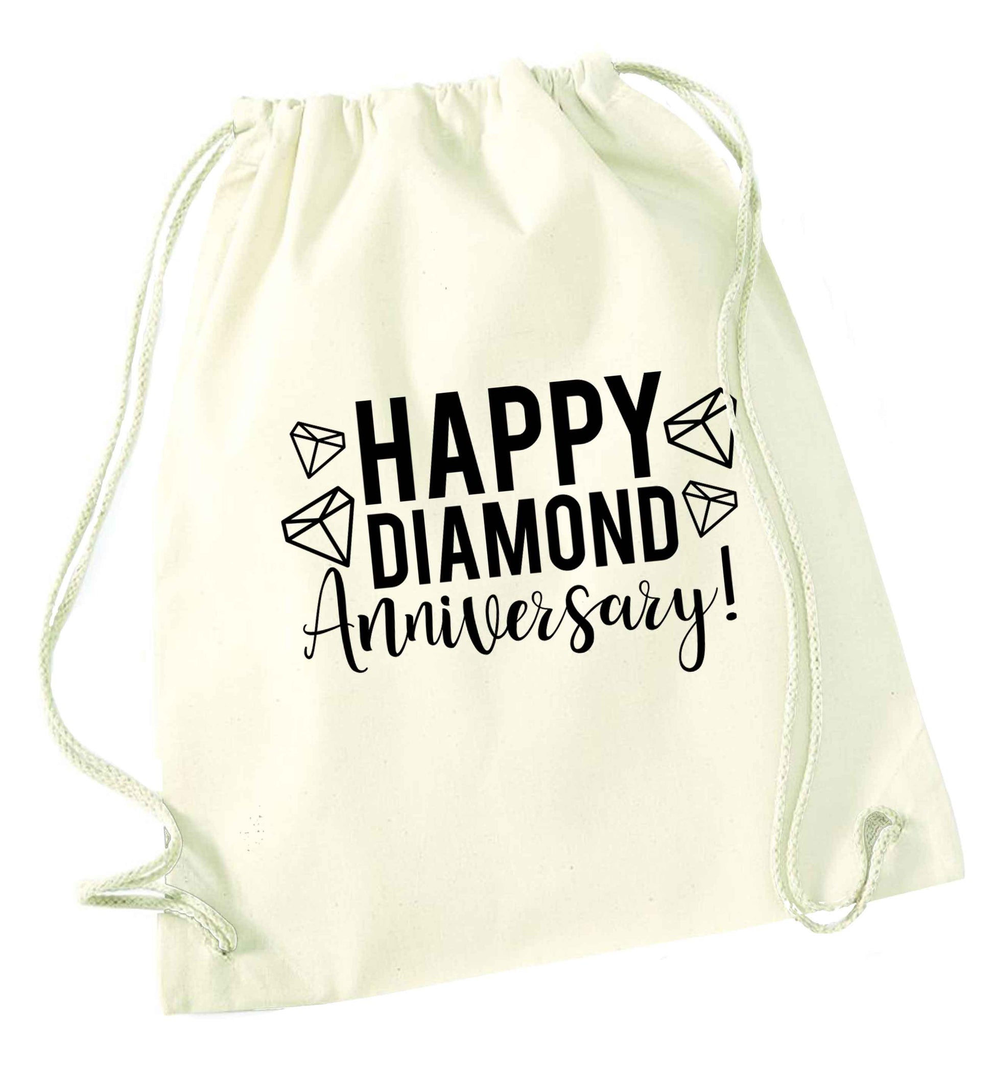 Happy diamond anniversary! natural drawstring bag