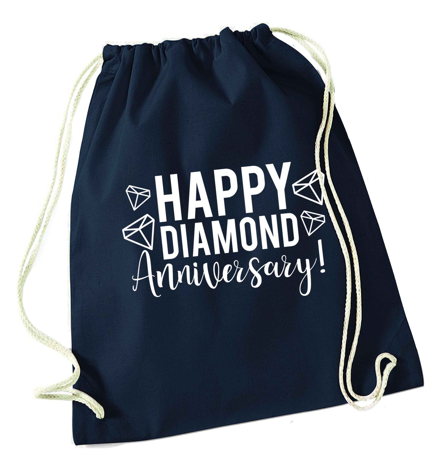 Happy diamond anniversary! navy drawstring bag