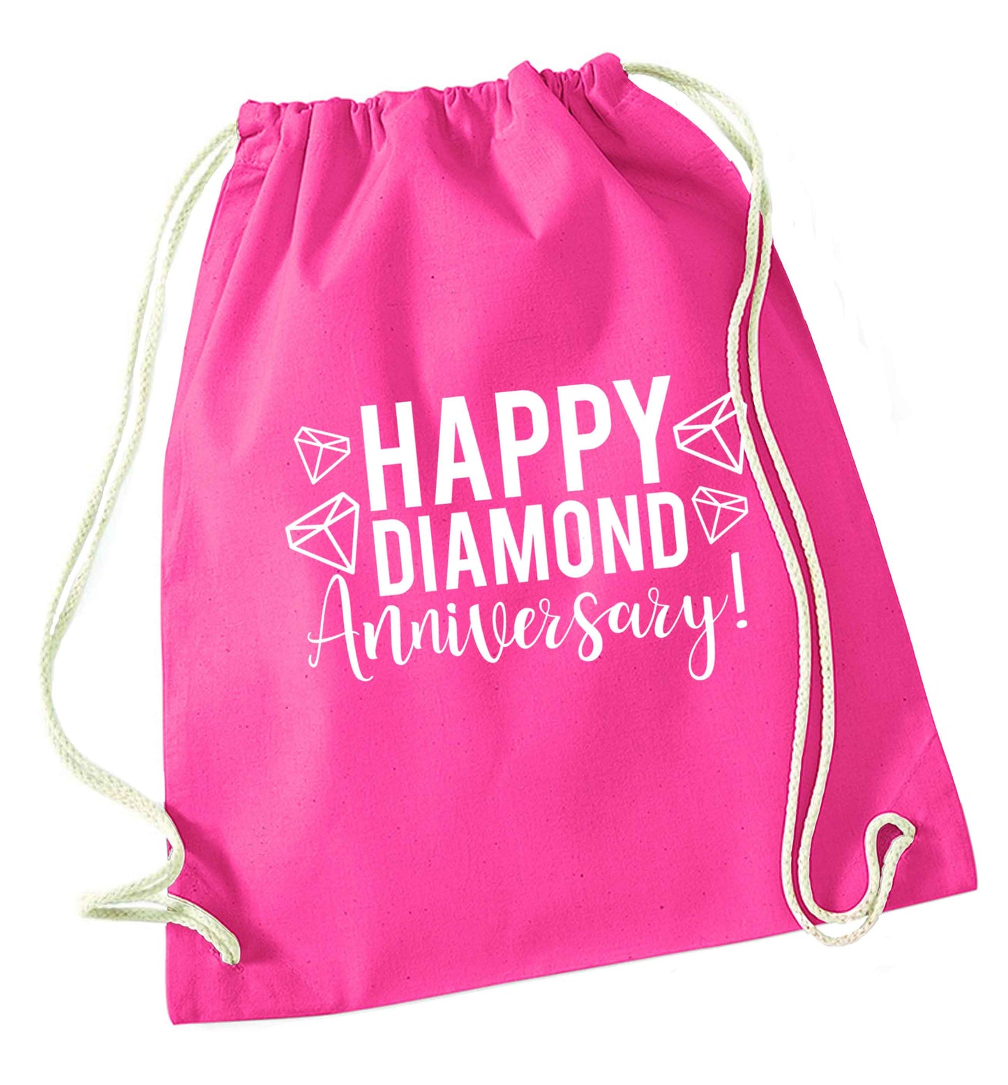 Happy diamond anniversary! pink drawstring bag