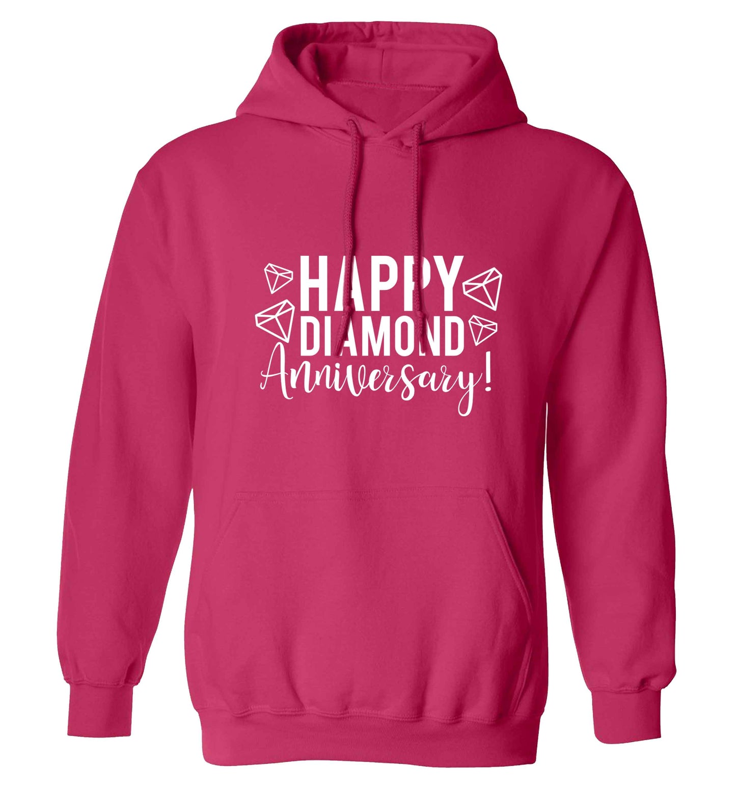 Happy diamond anniversary! adults unisex pink hoodie 2XL