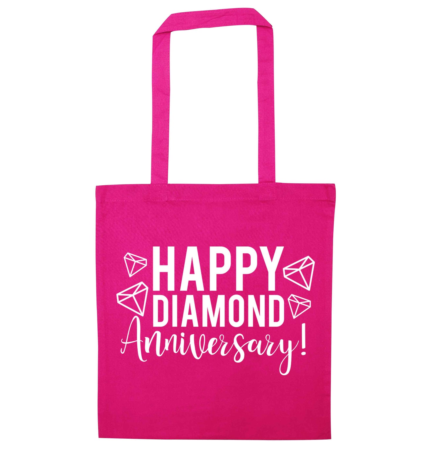 Happy diamond anniversary! pink tote bag