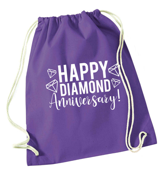Happy diamond anniversary! purple drawstring bag