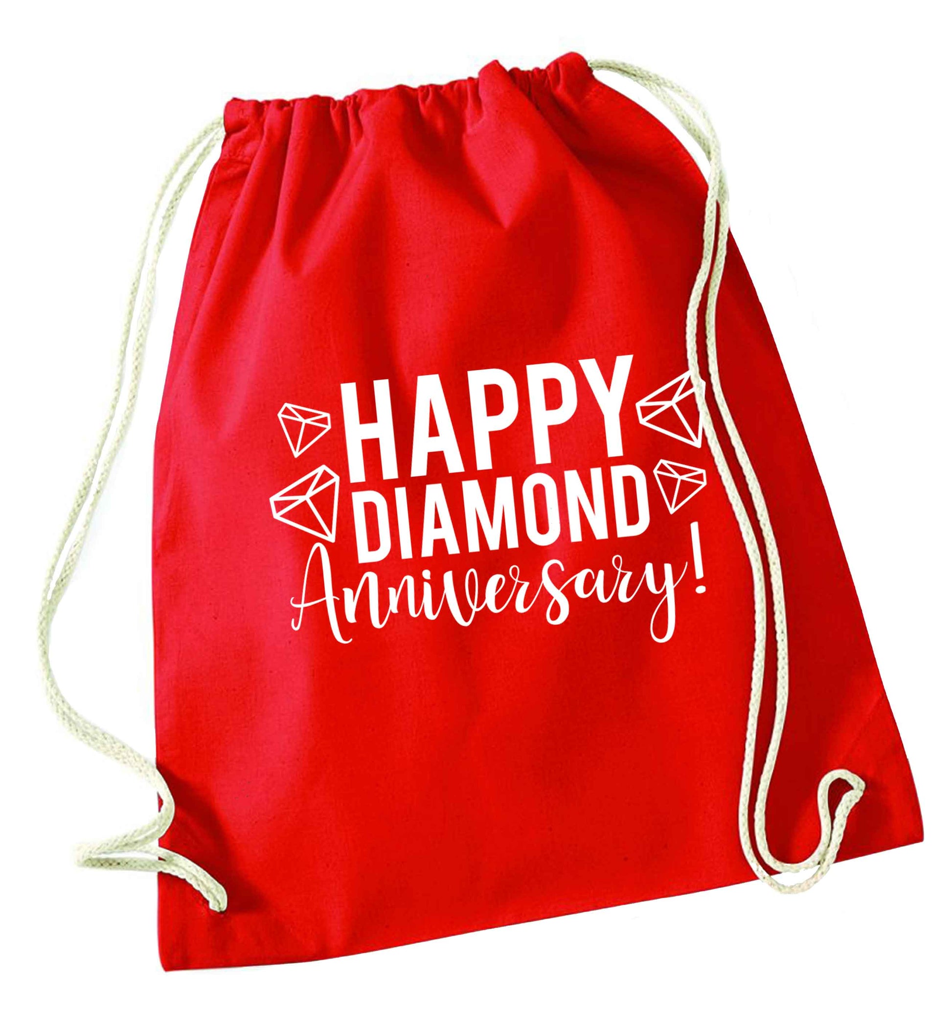 Happy diamond anniversary! red drawstring bag 