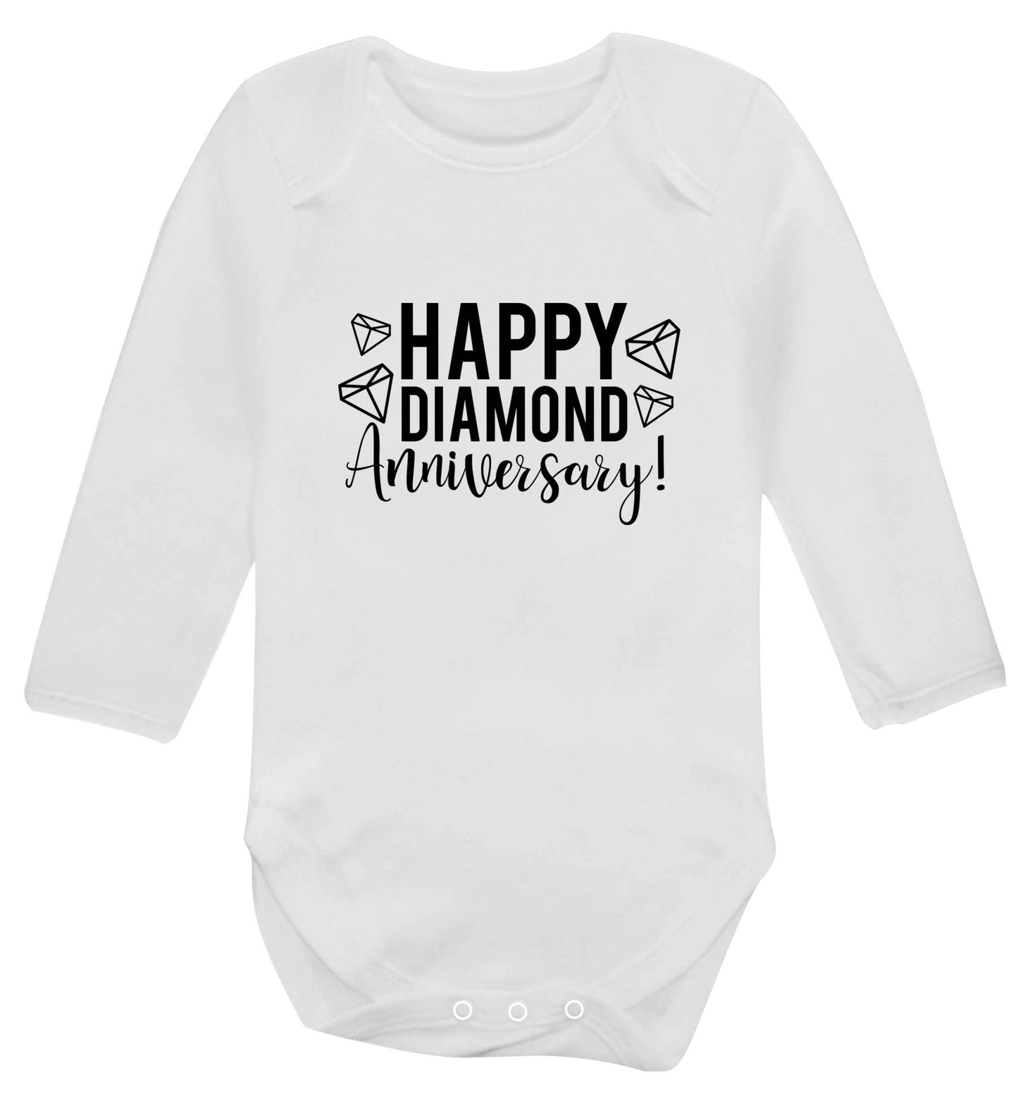 Happy diamond anniversary! baby vest long sleeved white 6-12 months
