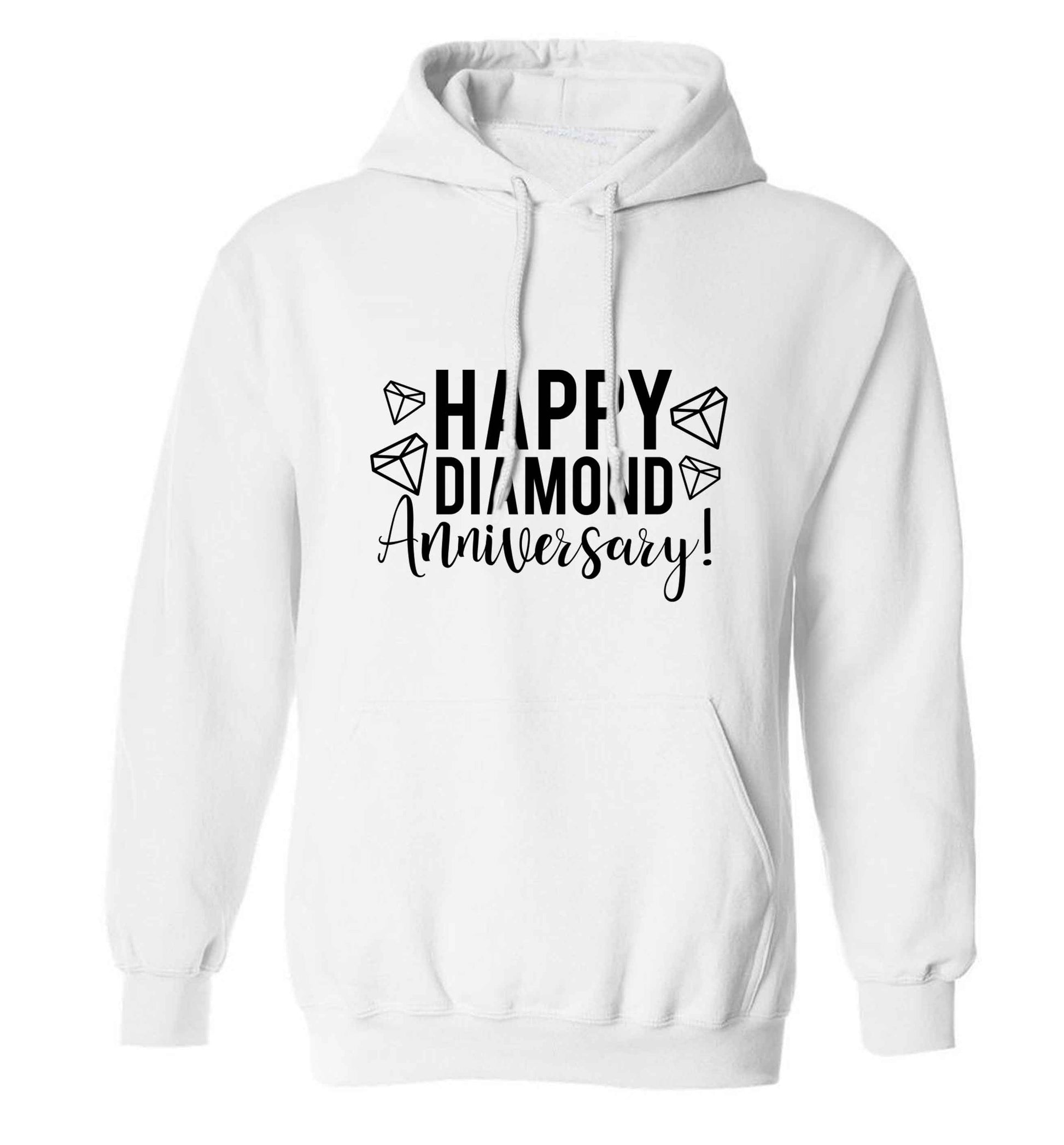 Happy diamond anniversary! adults unisex white hoodie 2XL