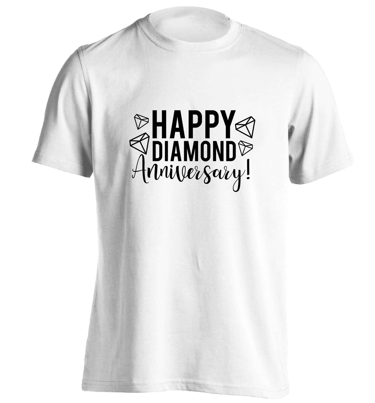 Happy diamond anniversary! adults unisex white Tshirt 2XL