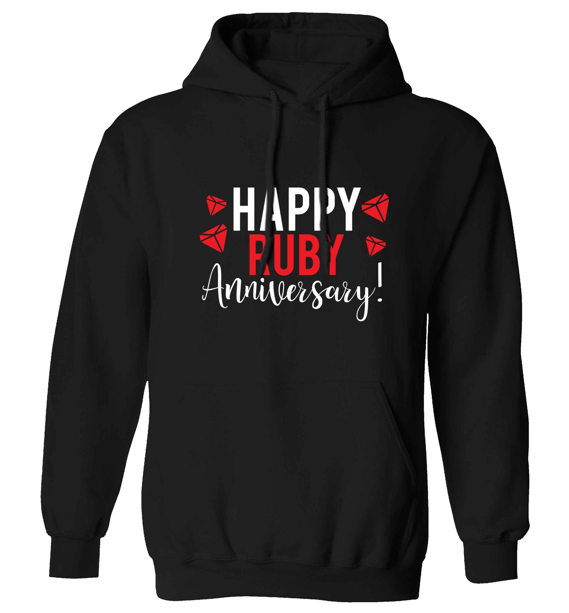Happy ruby anniversary! adults unisex black hoodie 2XL