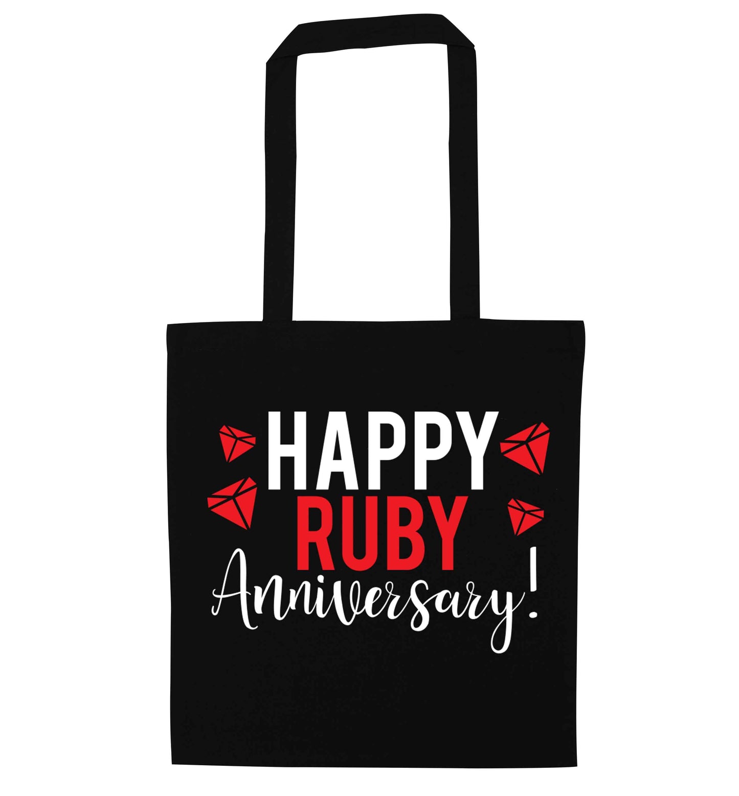 Happy ruby anniversary! black tote bag
