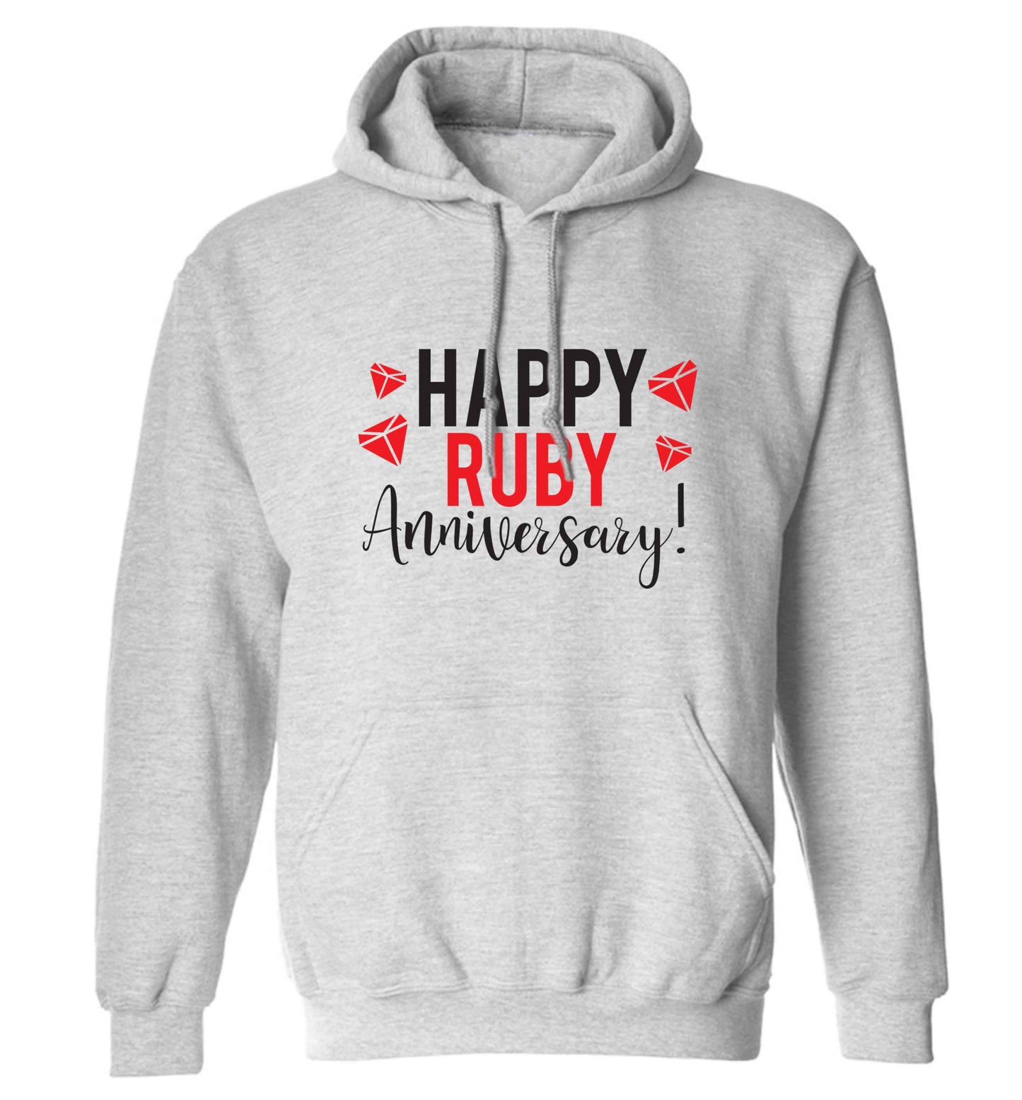 Happy ruby anniversary! adults unisex grey hoodie 2XL