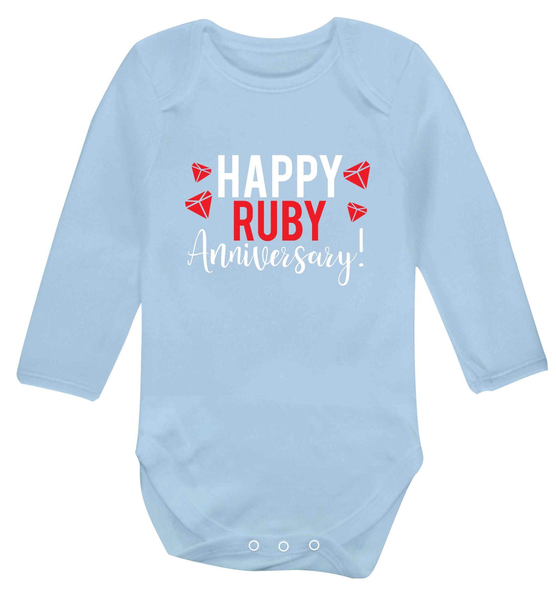 Happy ruby anniversary! baby vest long sleeved pale blue 6-12 months