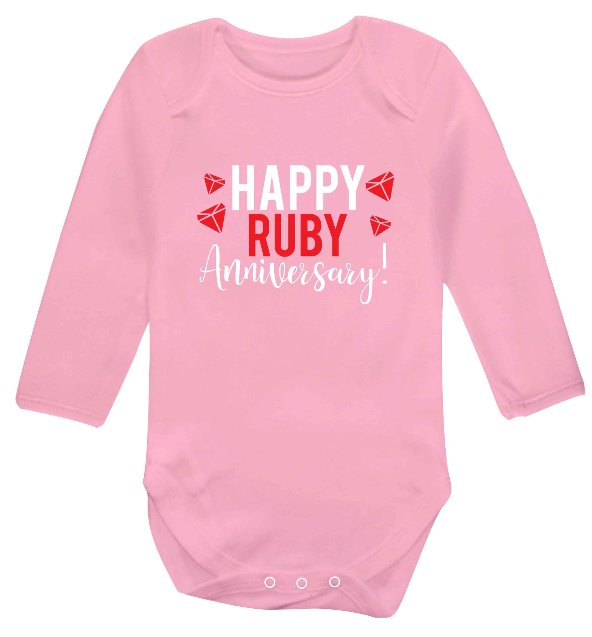 Happy ruby anniversary! baby vest long sleeved pale pink 6-12 months