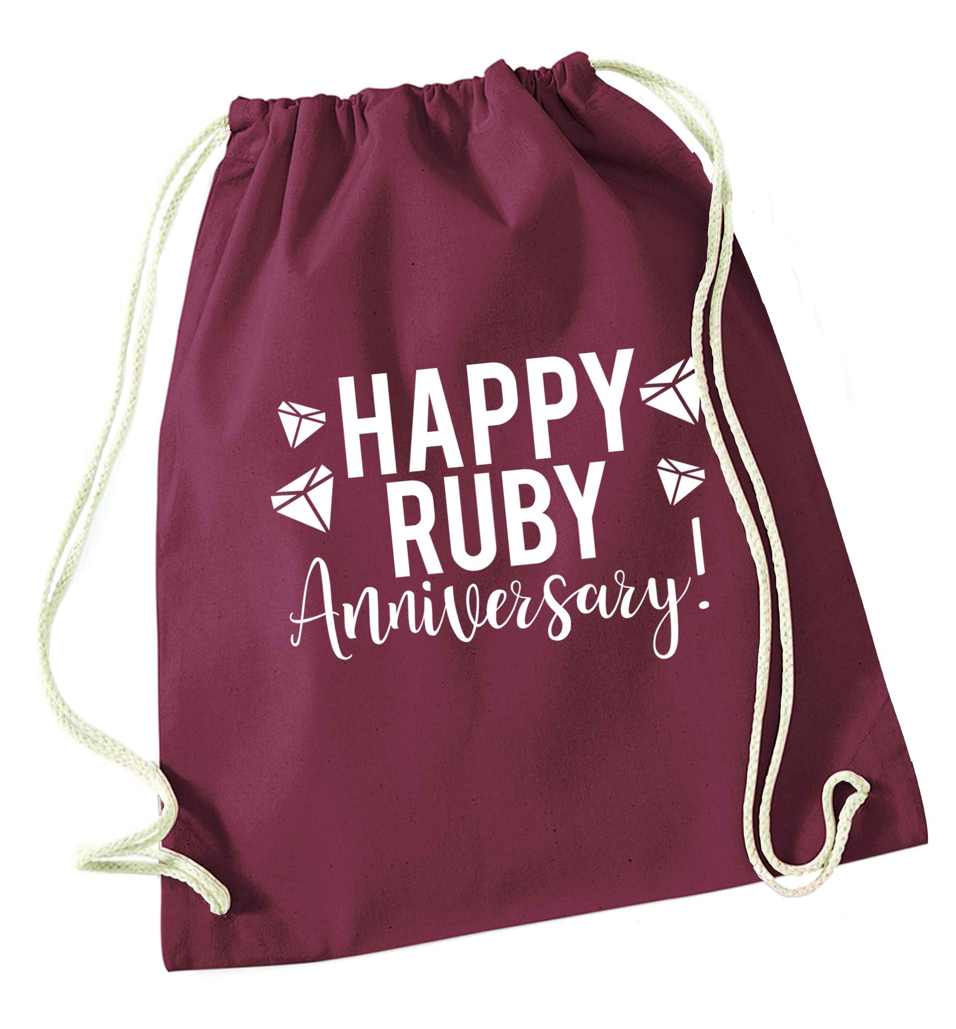 Happy ruby anniversary! maroon drawstring bag