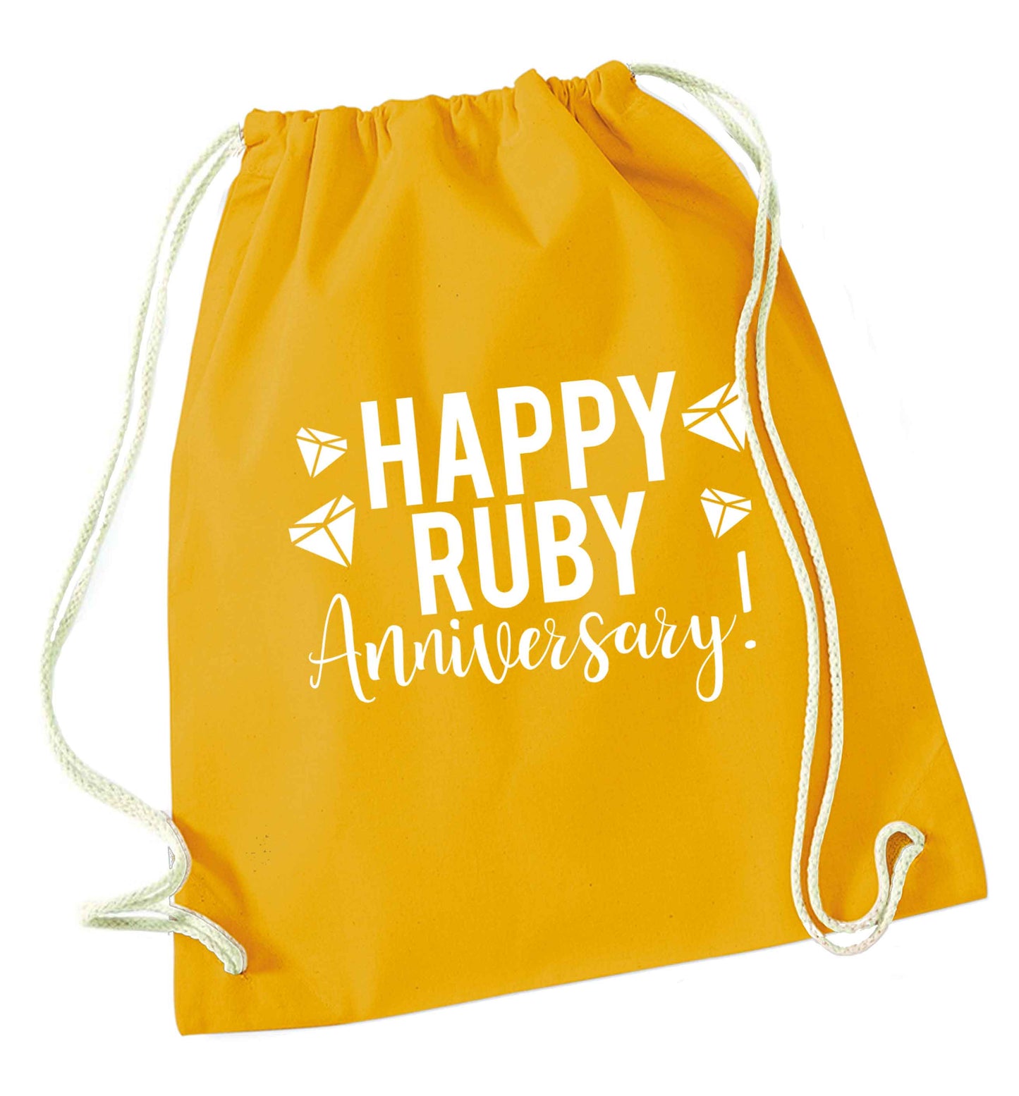 Happy ruby anniversary! mustard drawstring bag