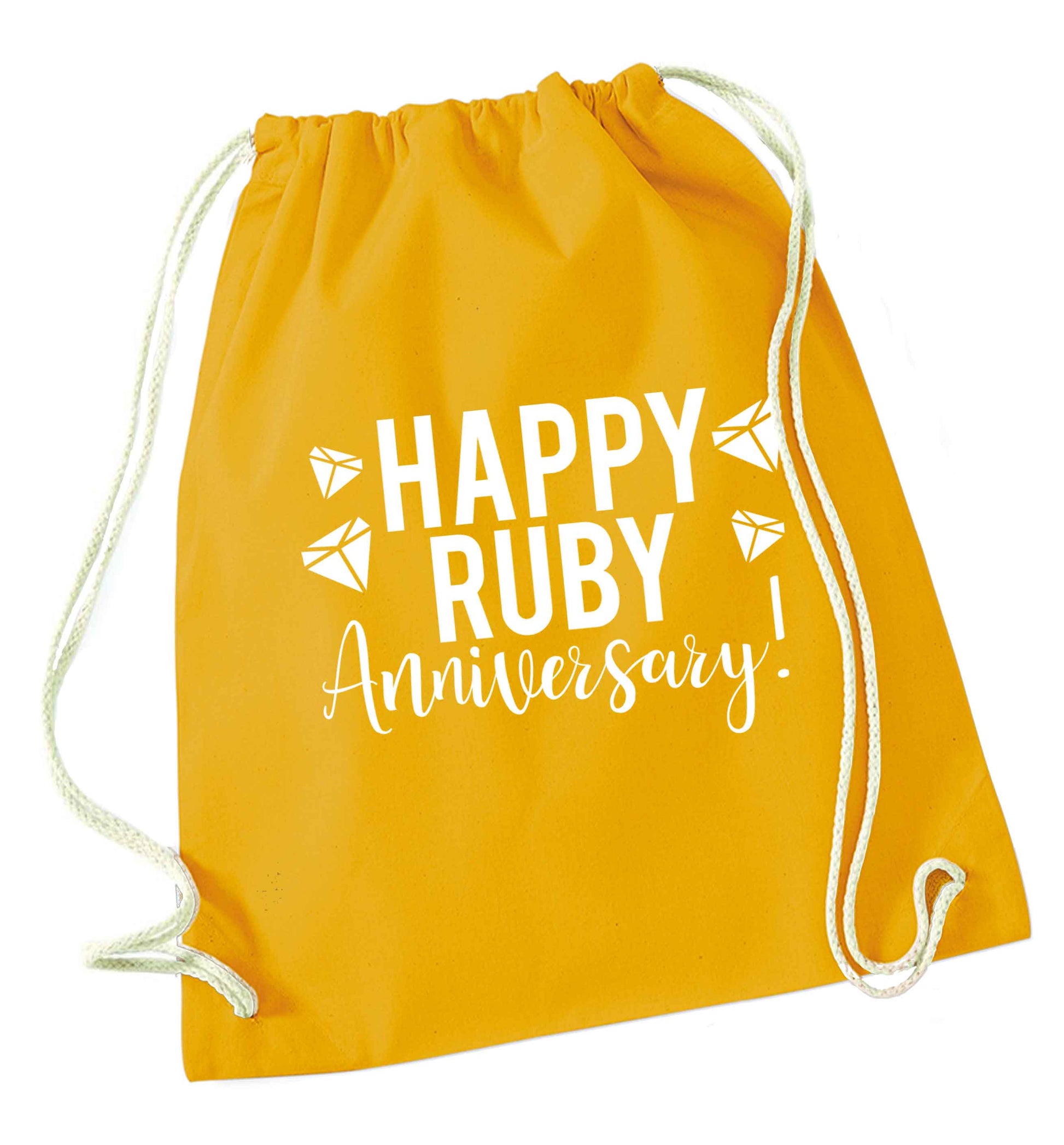 Happy ruby anniversary! mustard drawstring bag