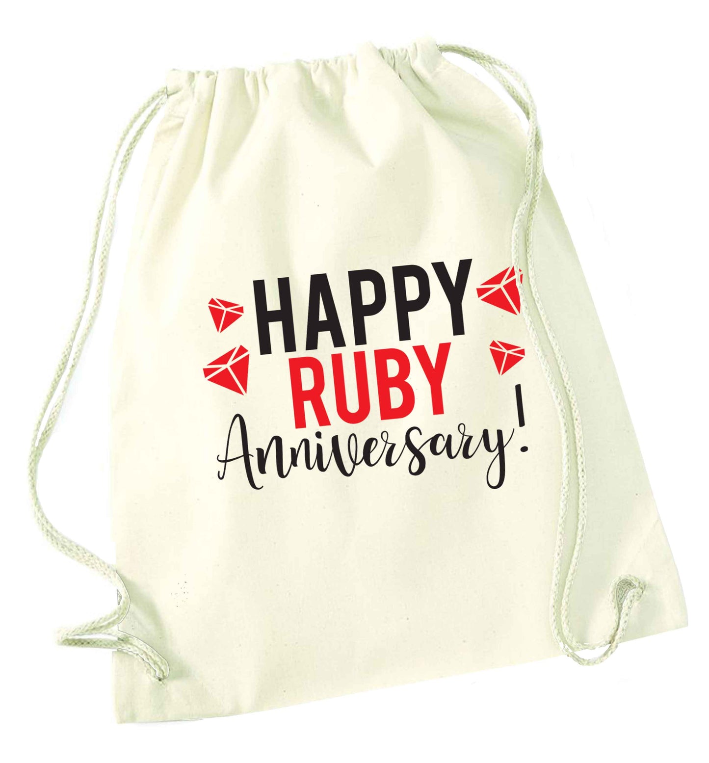 Happy ruby anniversary! natural drawstring bag