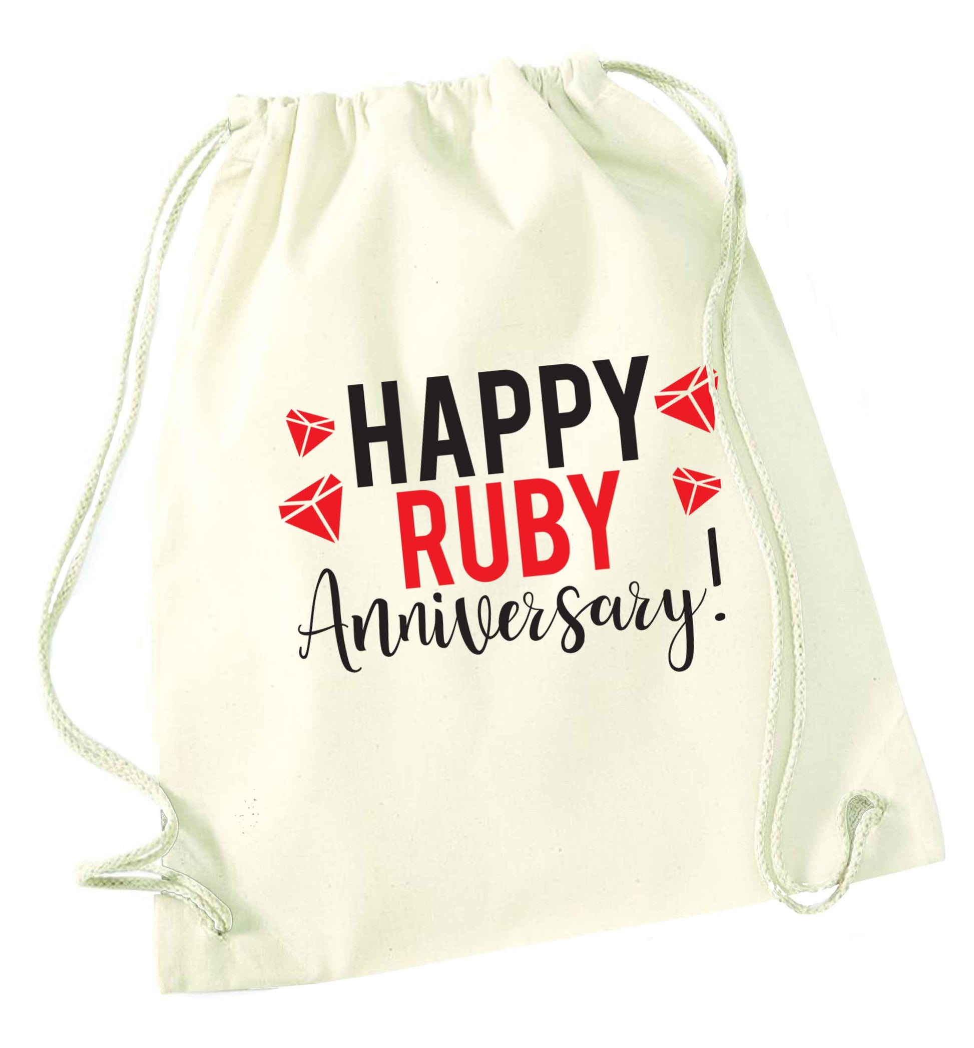 Happy ruby anniversary! natural drawstring bag