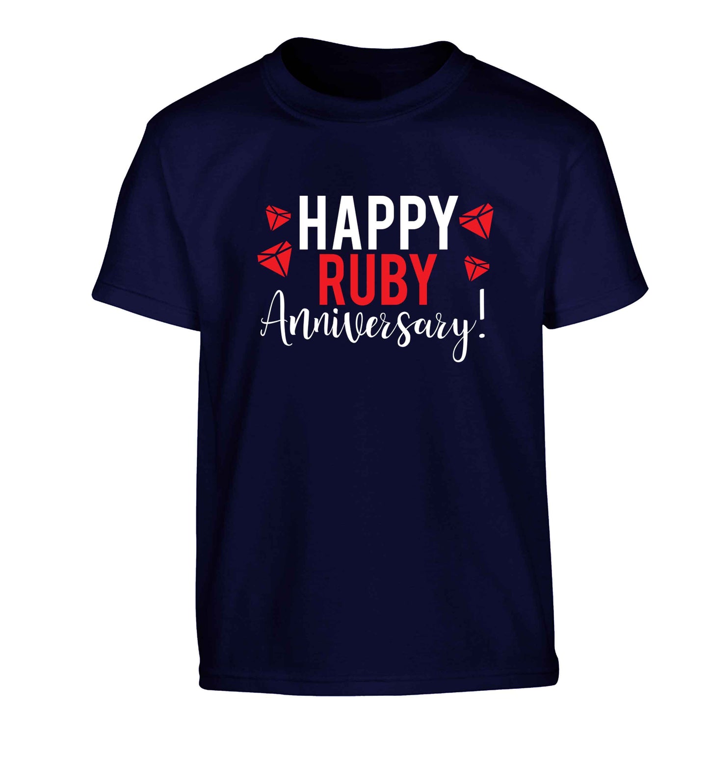 Happy ruby anniversary! Children's navy Tshirt 12-13 Years