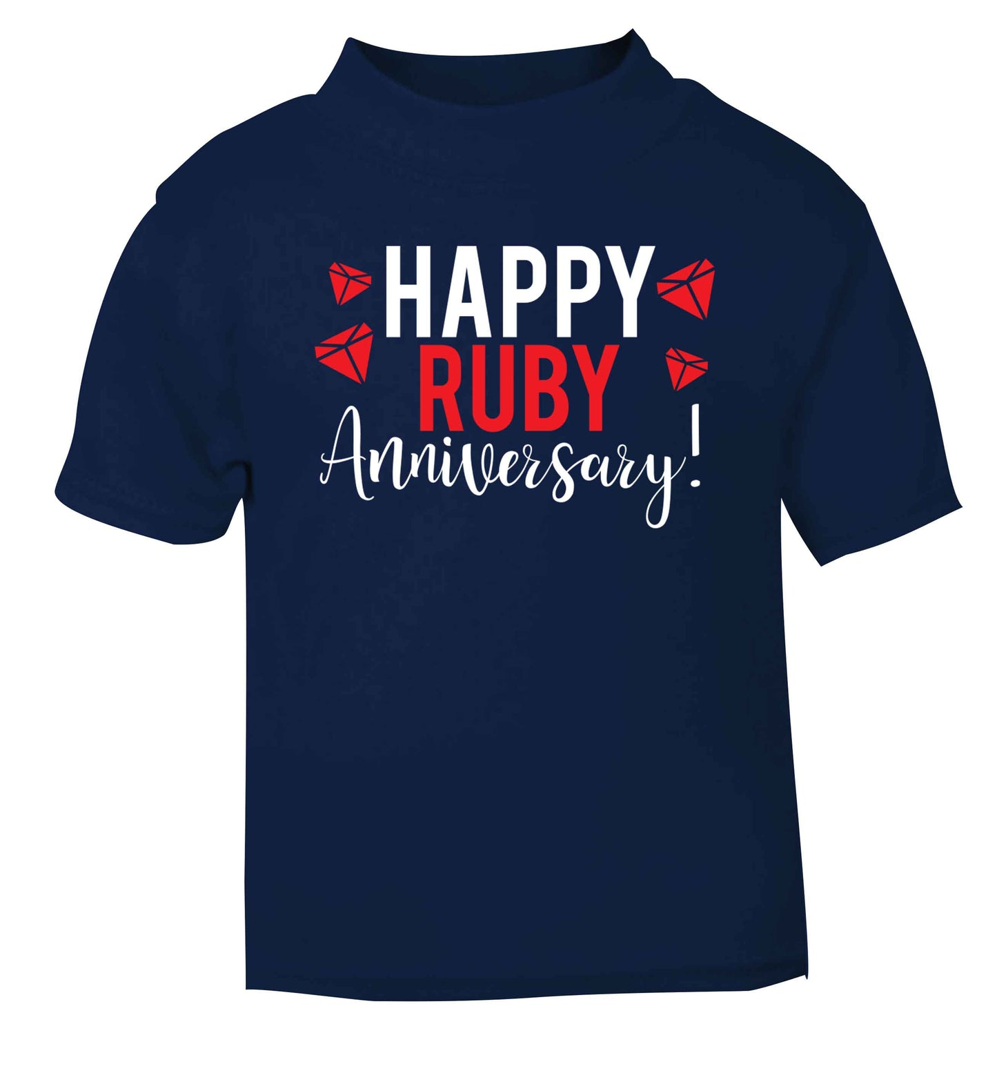 Happy ruby anniversary! navy baby toddler Tshirt 2 Years
