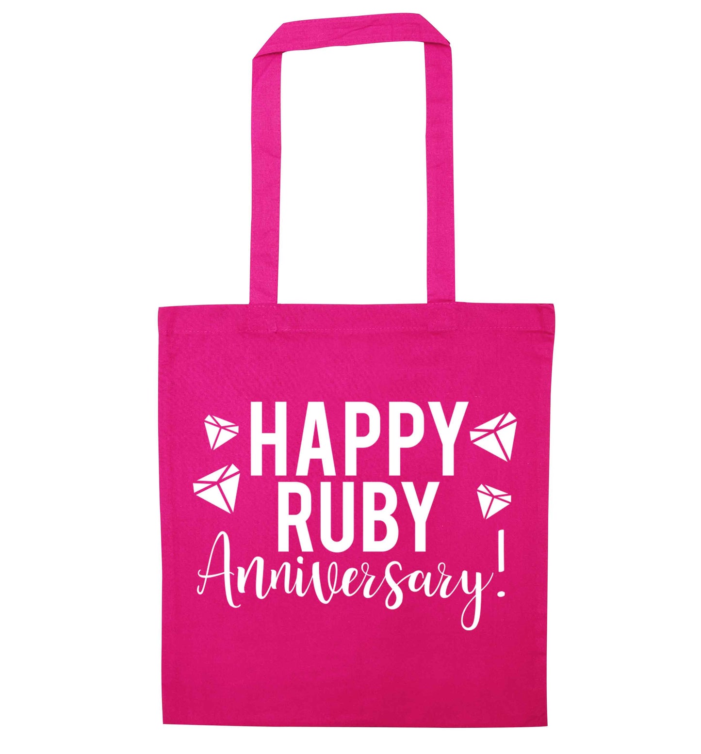 Happy ruby anniversary! pink tote bag