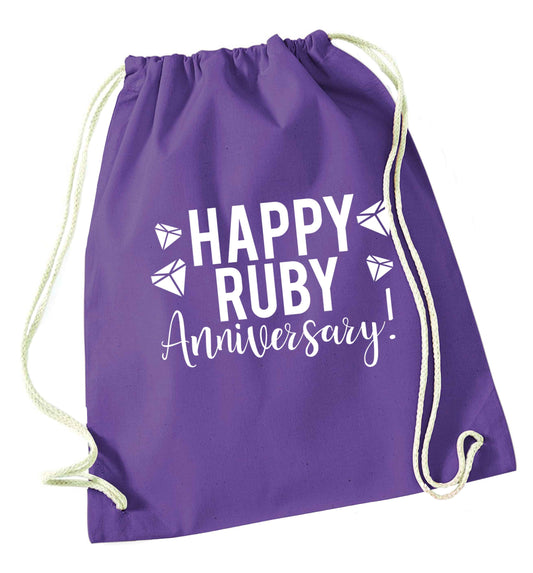Happy ruby anniversary! purple drawstring bag