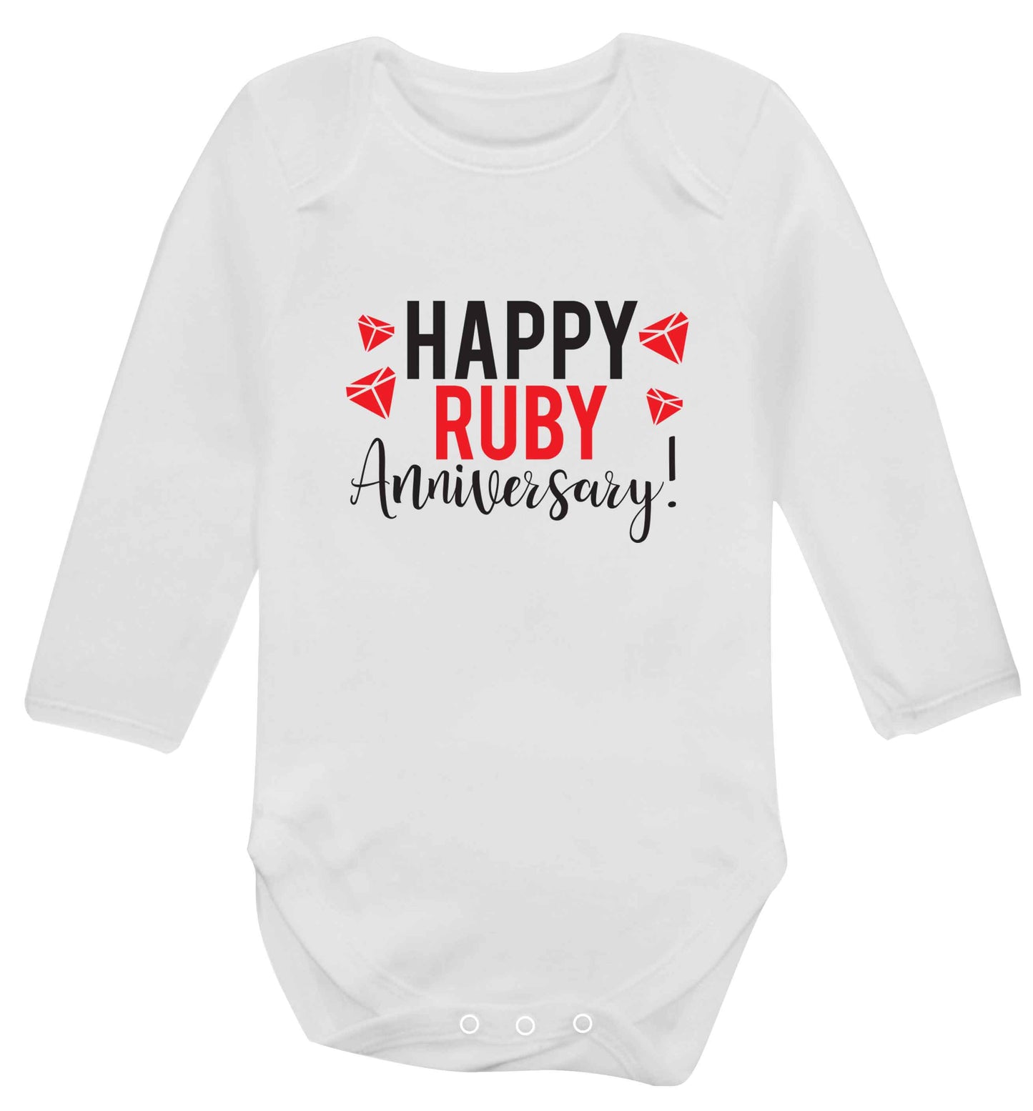 Happy ruby anniversary! baby vest long sleeved white 6-12 months