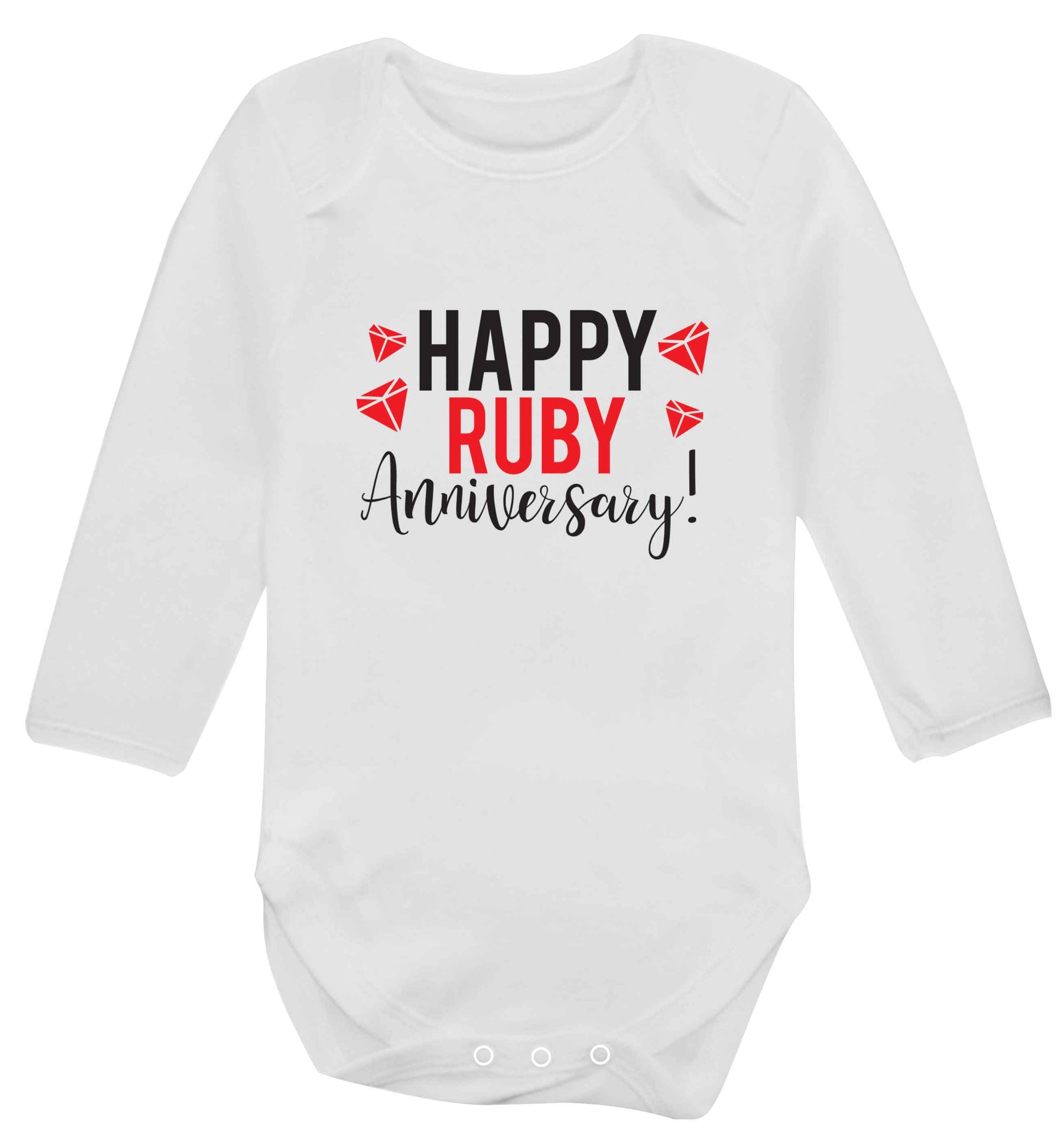 Happy ruby anniversary! baby vest long sleeved white 6-12 months