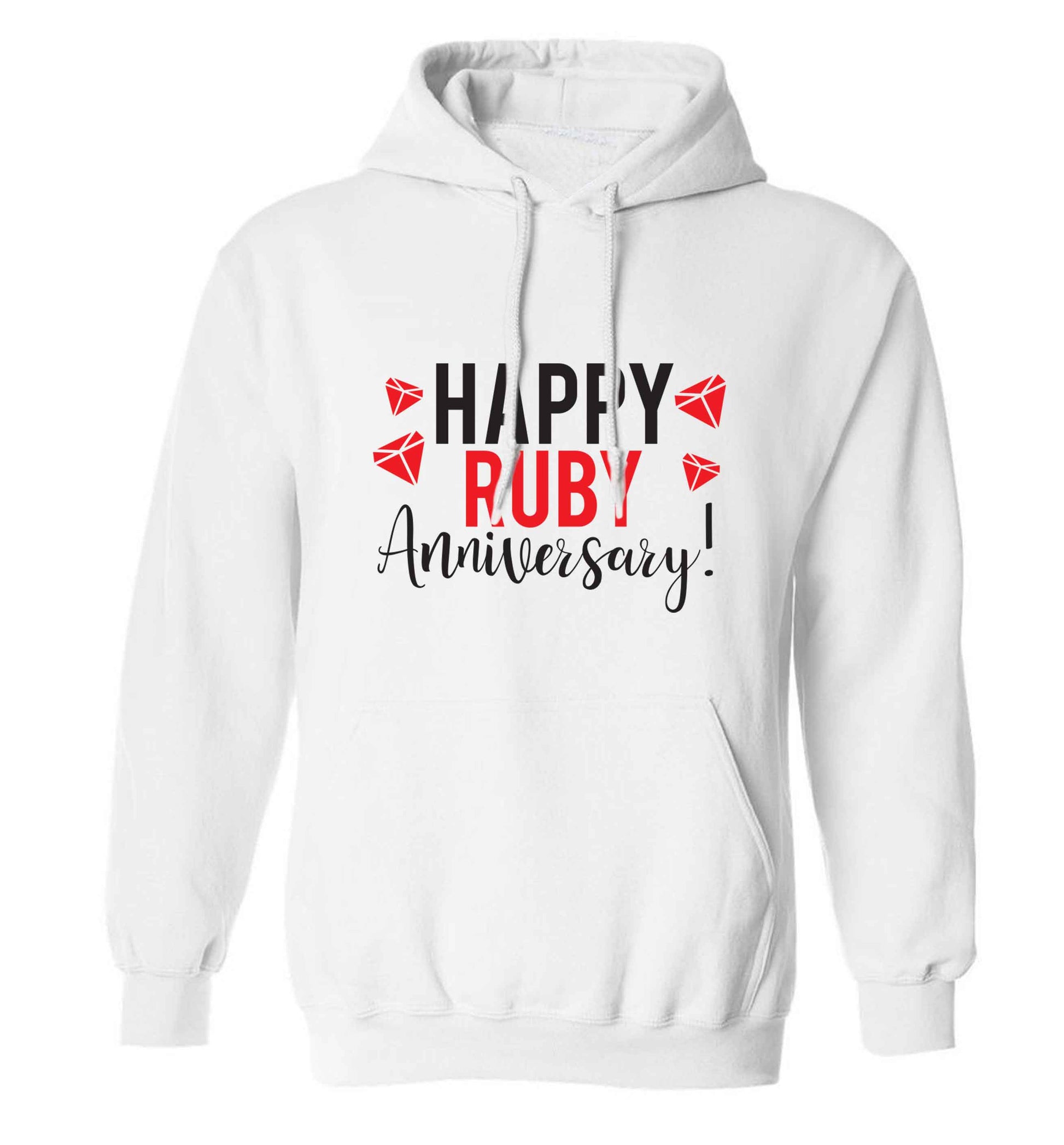 Happy ruby anniversary! adults unisex white hoodie 2XL