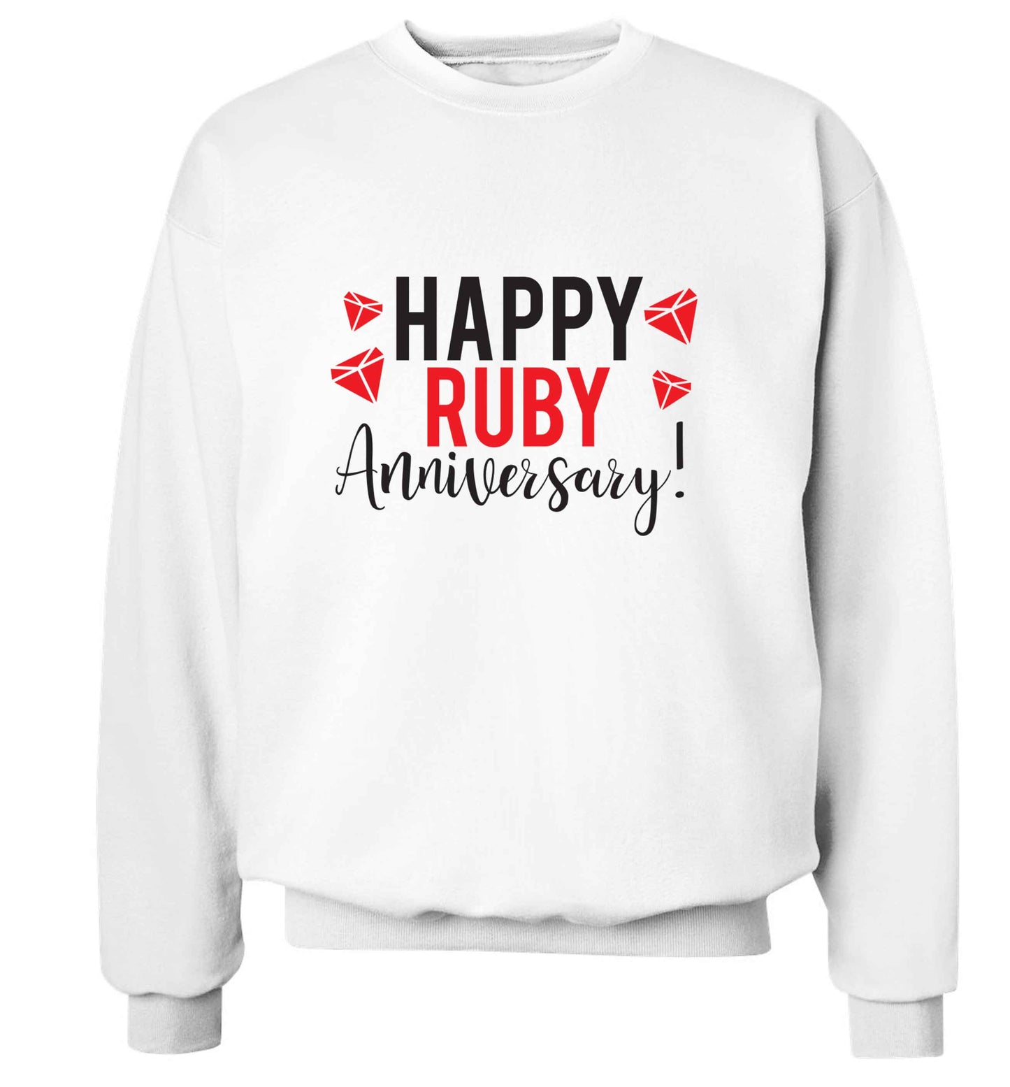 Happy ruby anniversary! adult's unisex white sweater 2XL