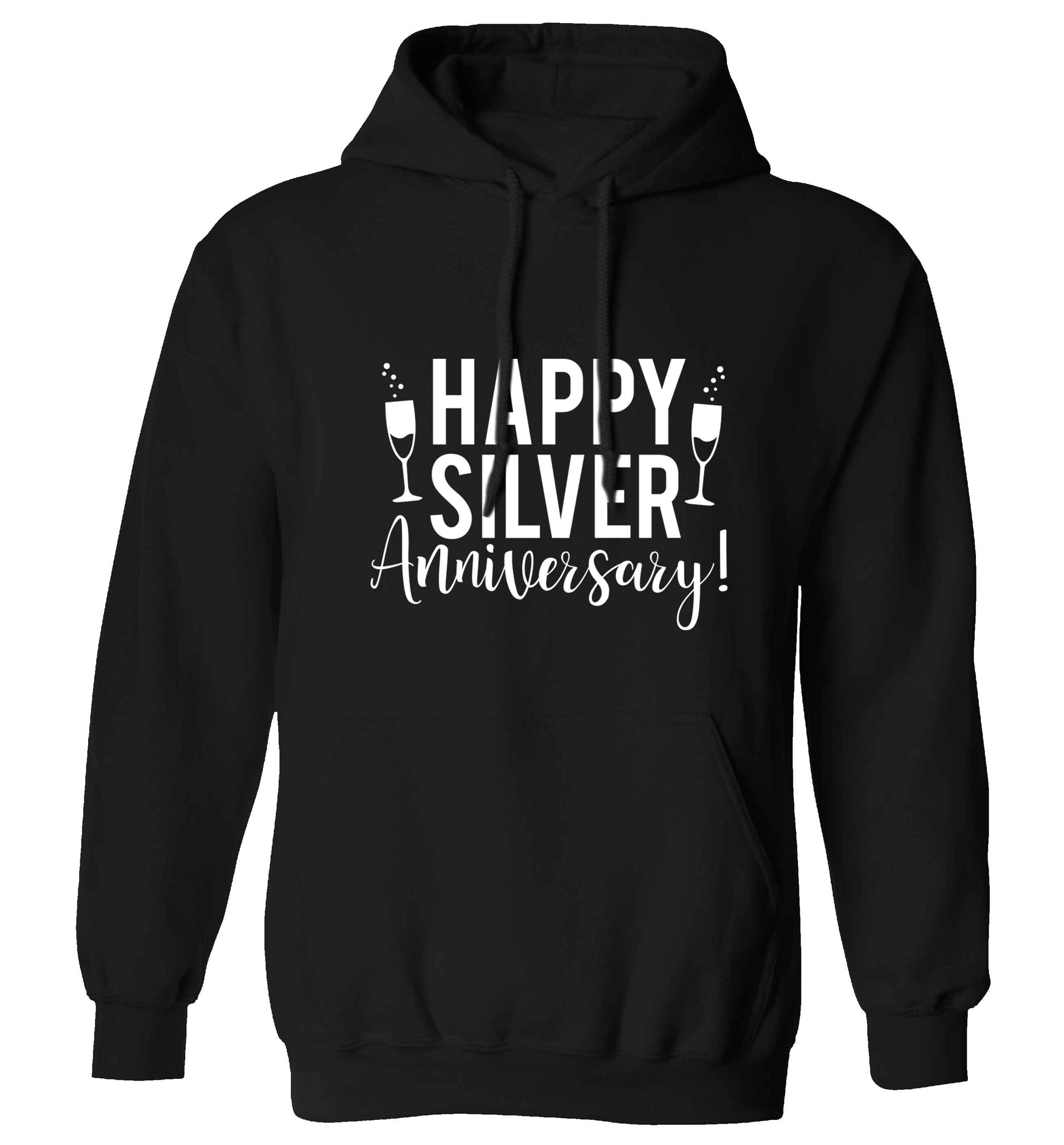 Happy silver anniversary! adults unisex black hoodie 2XL