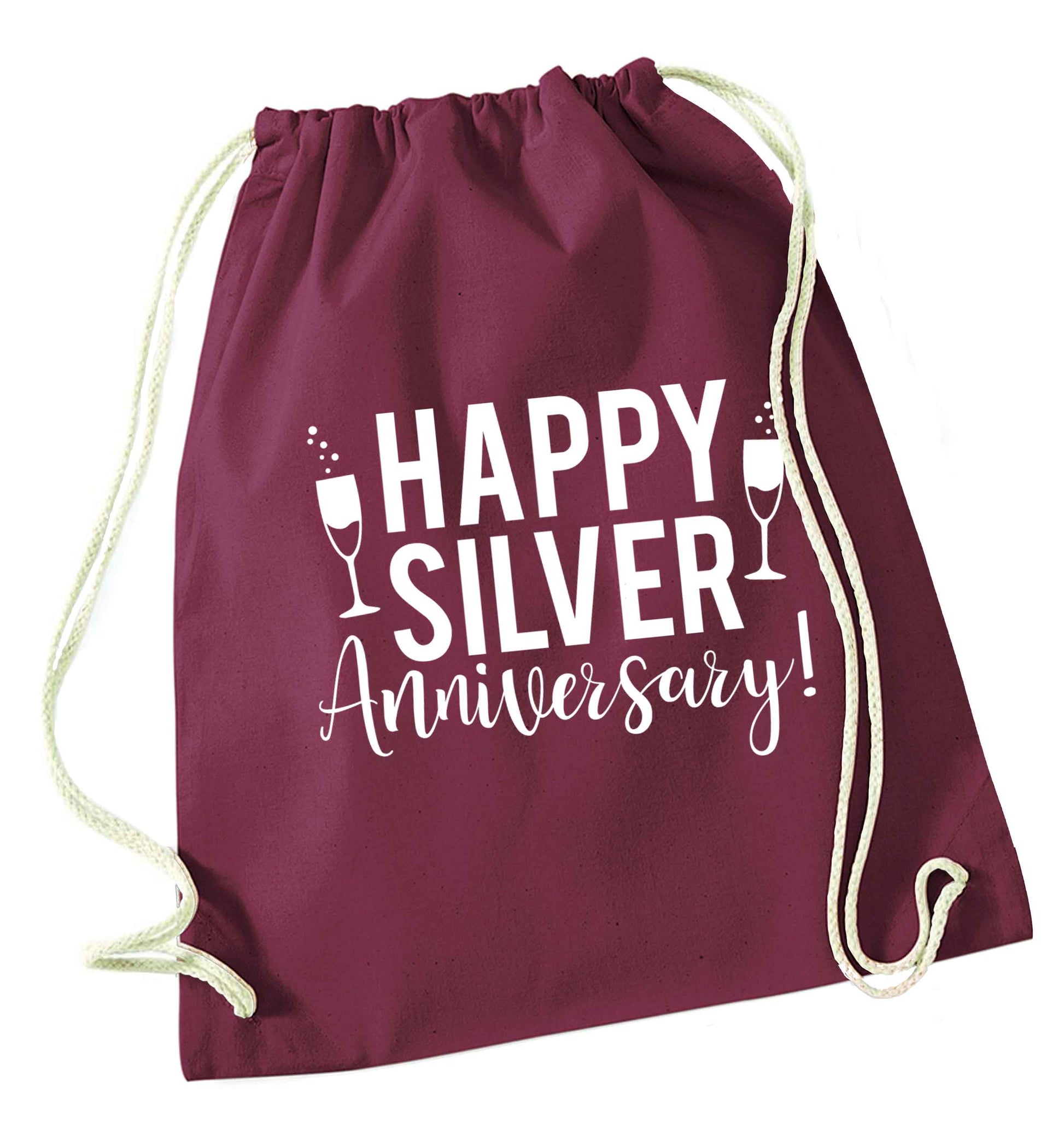 Happy silver anniversary! maroon drawstring bag