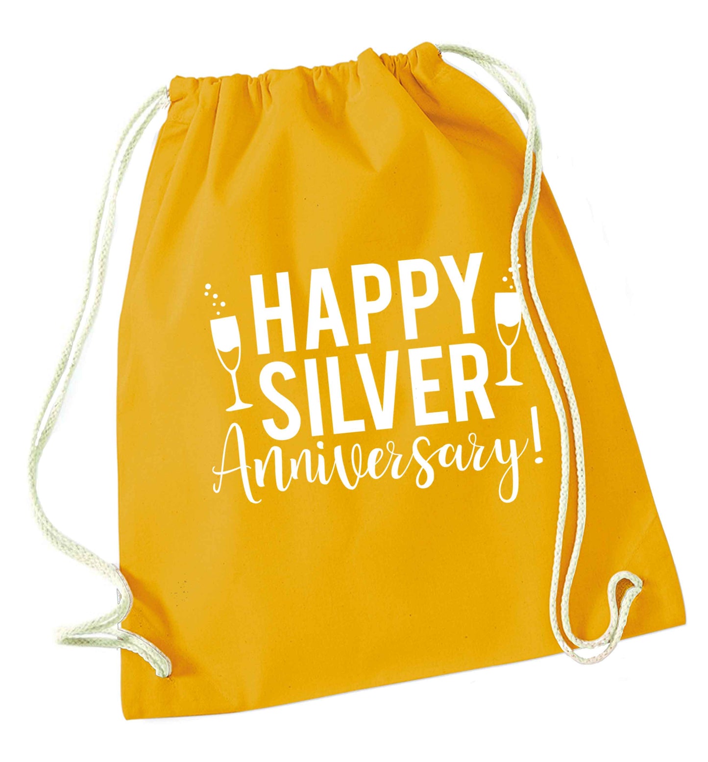 Happy silver anniversary! mustard drawstring bag