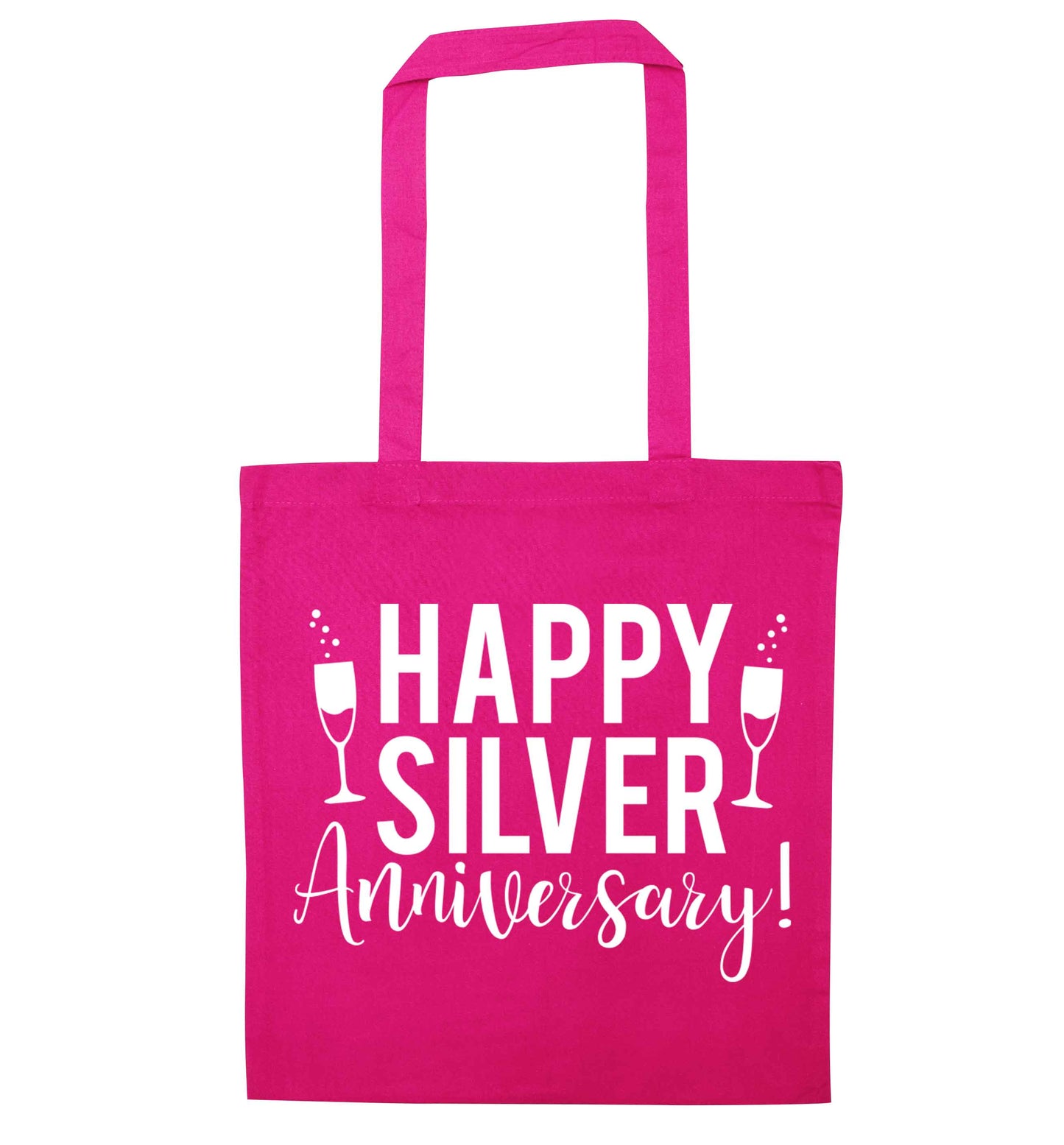 Happy silver anniversary! pink tote bag