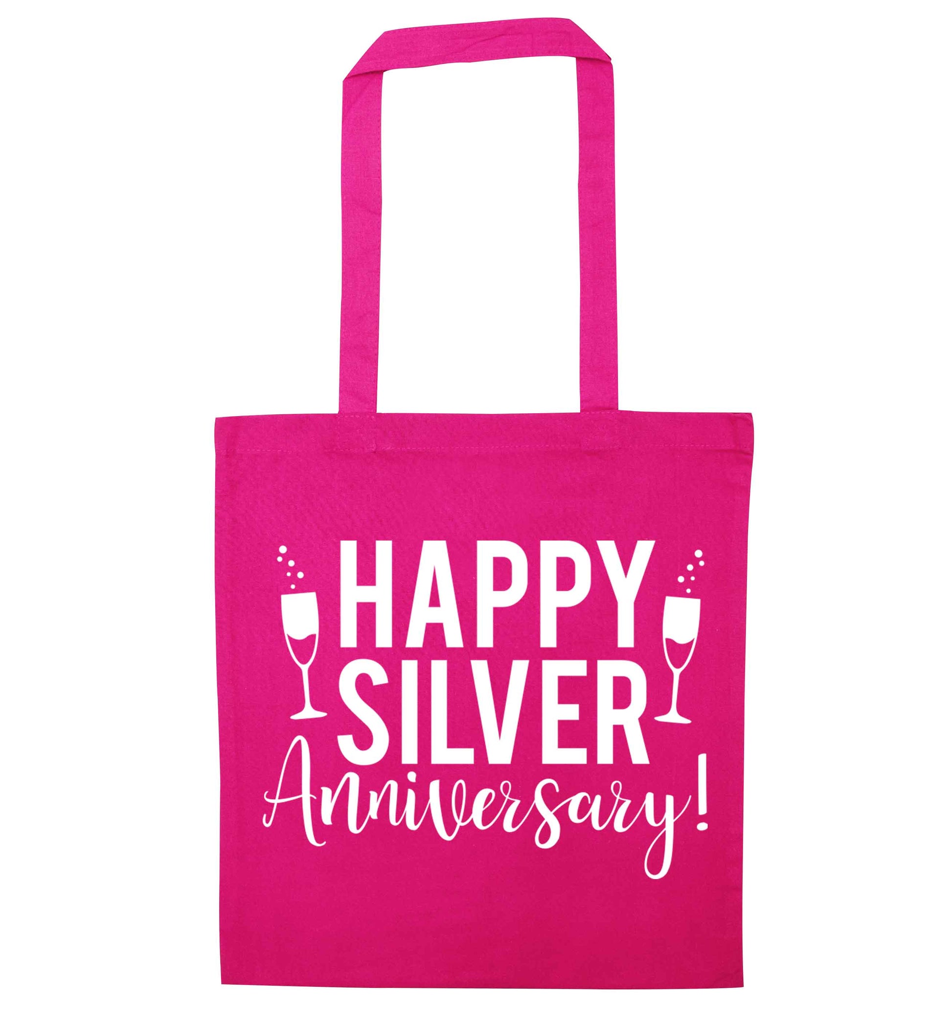 Happy silver anniversary! pink tote bag
