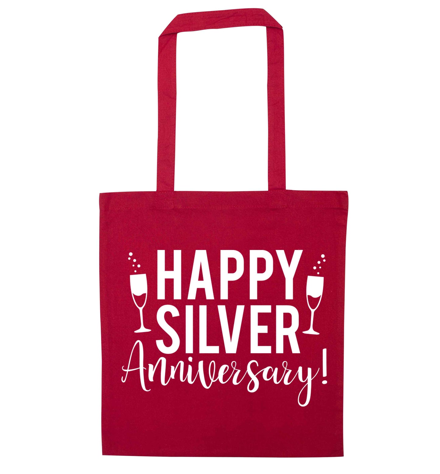 Happy silver anniversary! red tote bag