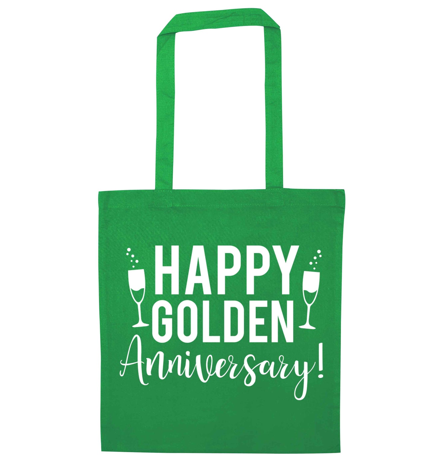 Happy golden anniversary! green tote bag