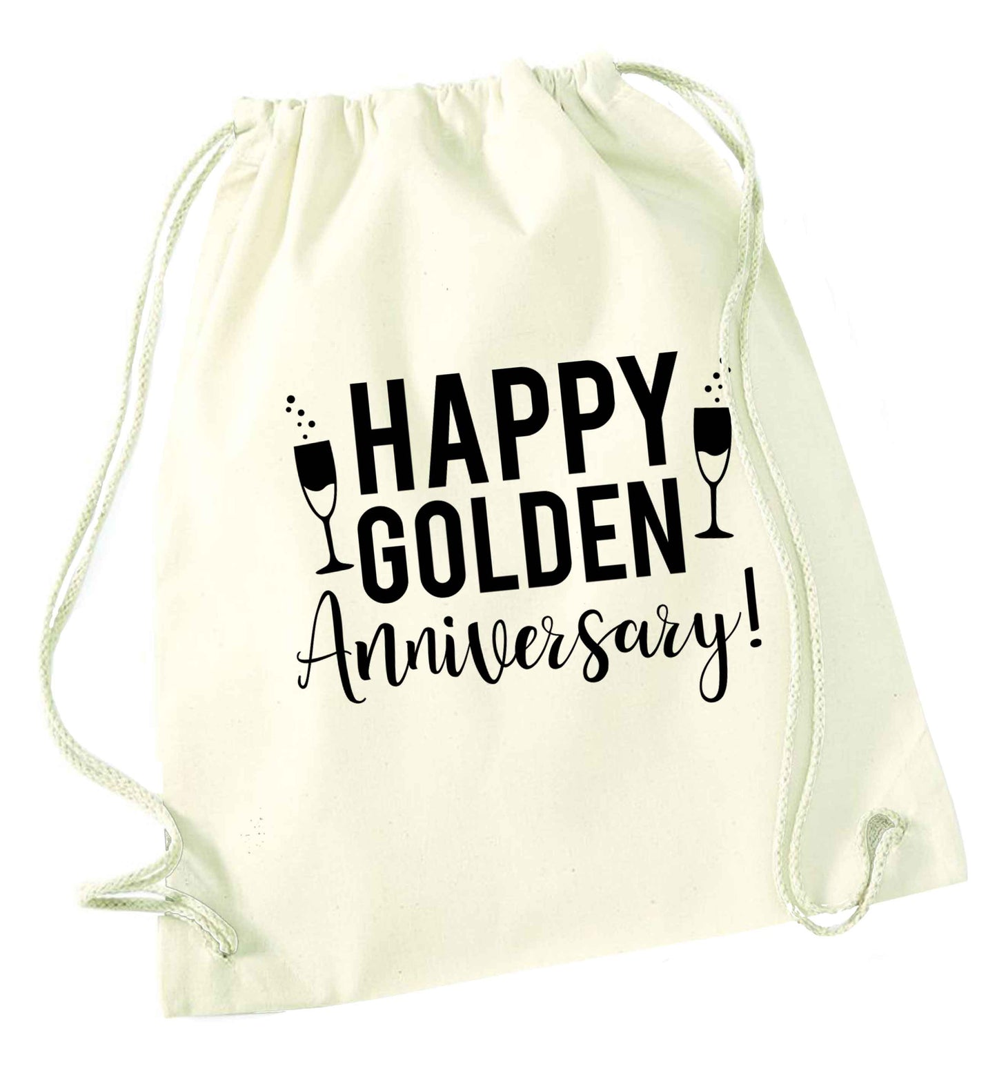 Happy golden anniversary! natural drawstring bag