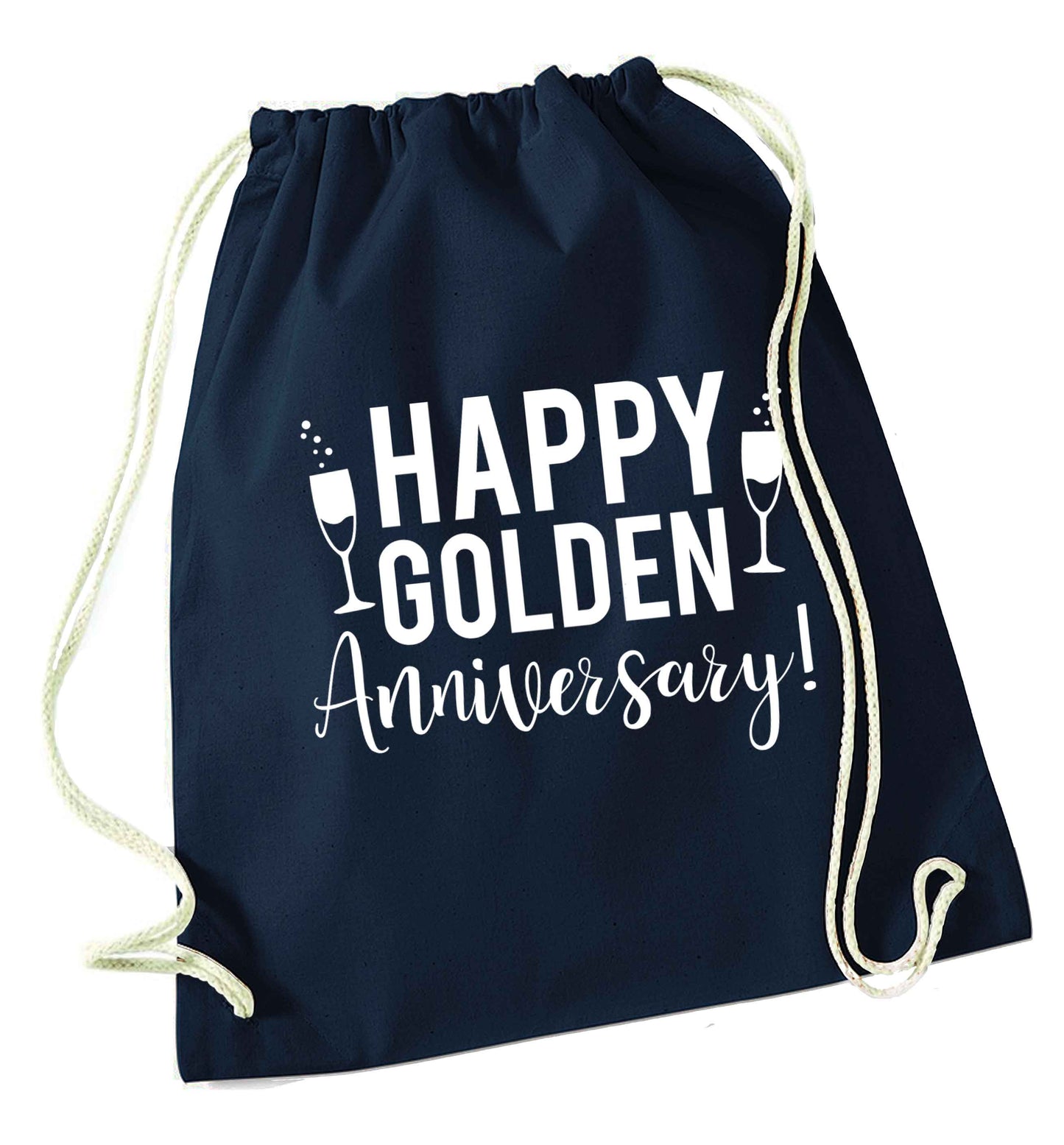 Happy golden anniversary! navy drawstring bag